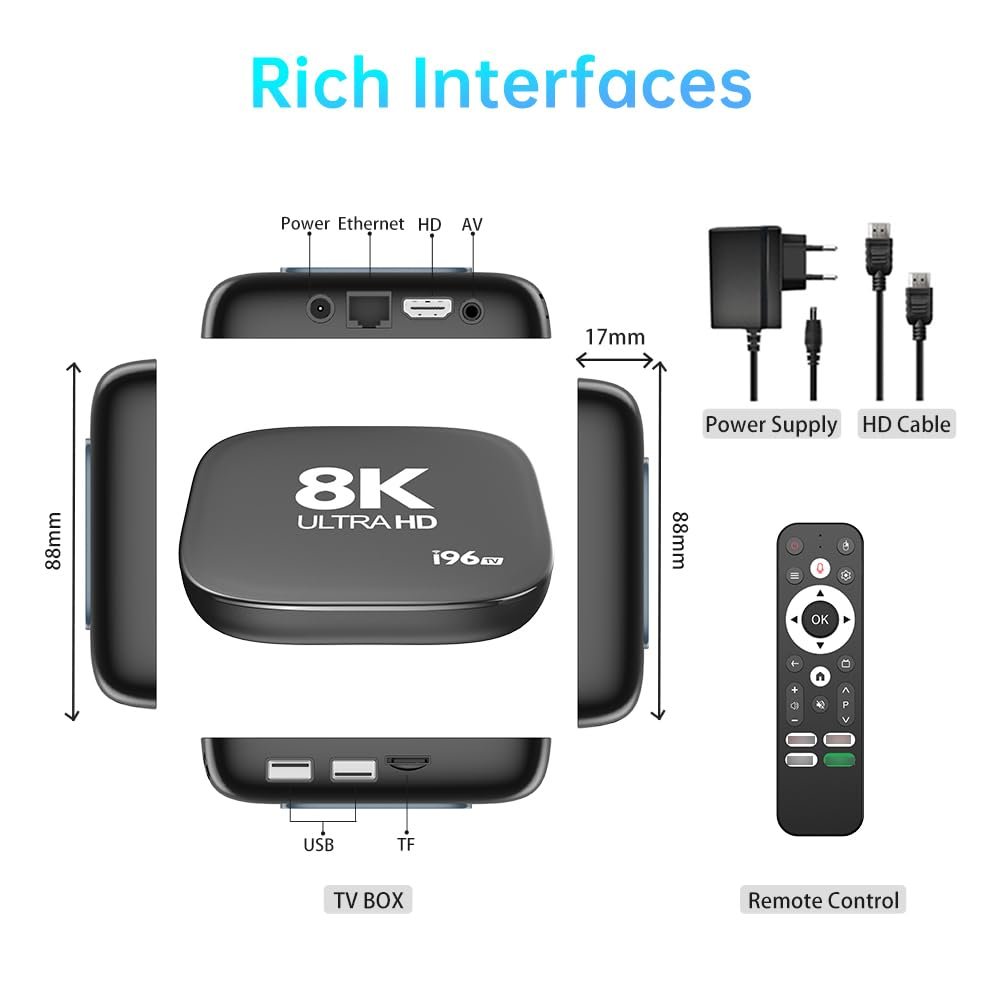 GADGETSWEAR 8K Smart Media Box with Voice Remote, WiFi, Bluetooth, 8GB RAM + 128GB Storage, HDMI & USB Connectivity, Screen Mirroring Support, Compact Digital Multimedia Device, 1 Month Subscription - Image 6