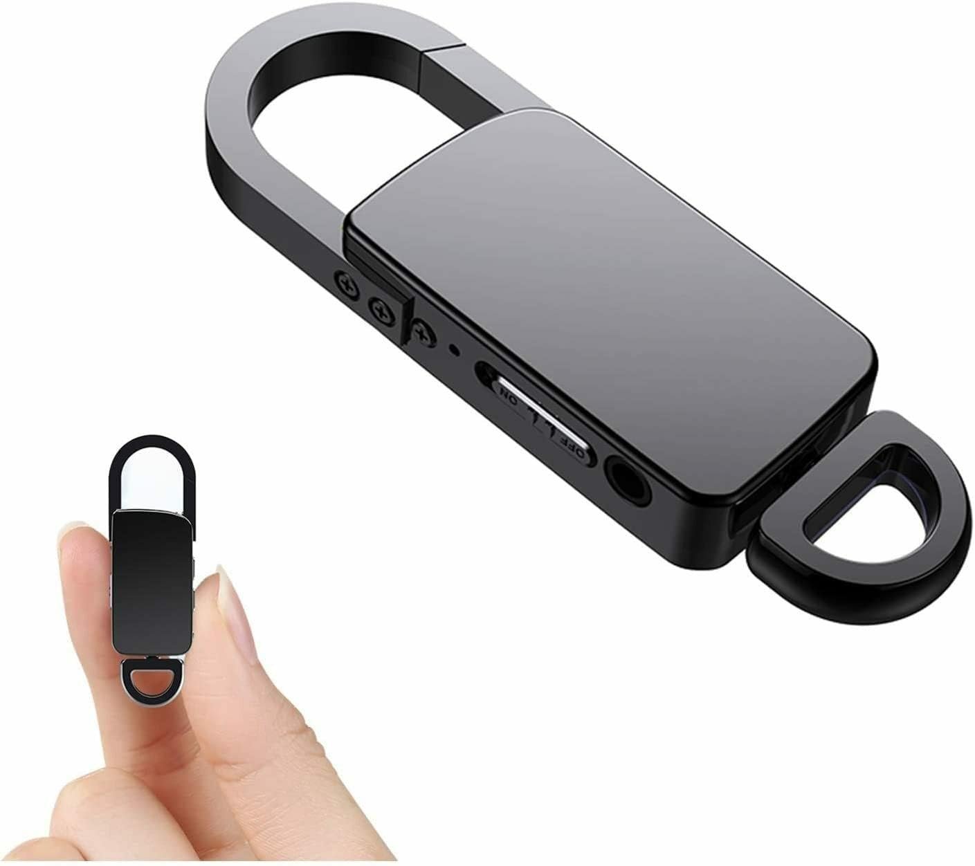 Smars Black Voice Recorder Keychain, Voice Activated Audio Recording Device, Rechargeable, Dictaphone for Lectures Meetings Interviews Music (8GB)