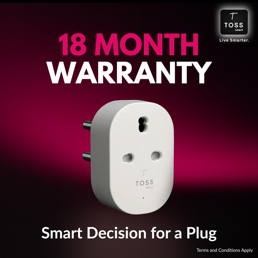 Toss Smart WiFi Plug 16A with Energy Monitoring | Voice Control – Alexa & Google Assistant Compatible | Smart Socket for AC, Geyser, Water Pump, Heater & Heavy Appliances - Remote App Control - Image 2