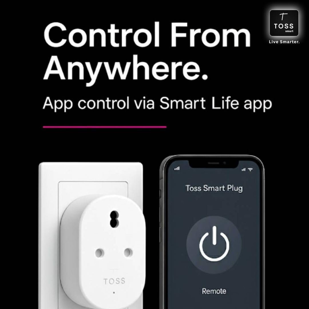 Toss Smart WiFi Plug 16A with Energy Monitoring | Voice Control – Alexa & Google Assistant Compatible | Smart Socket for AC, Geyser, Water Pump, Heater & Heavy Appliances - Remote App Control - Image 4
