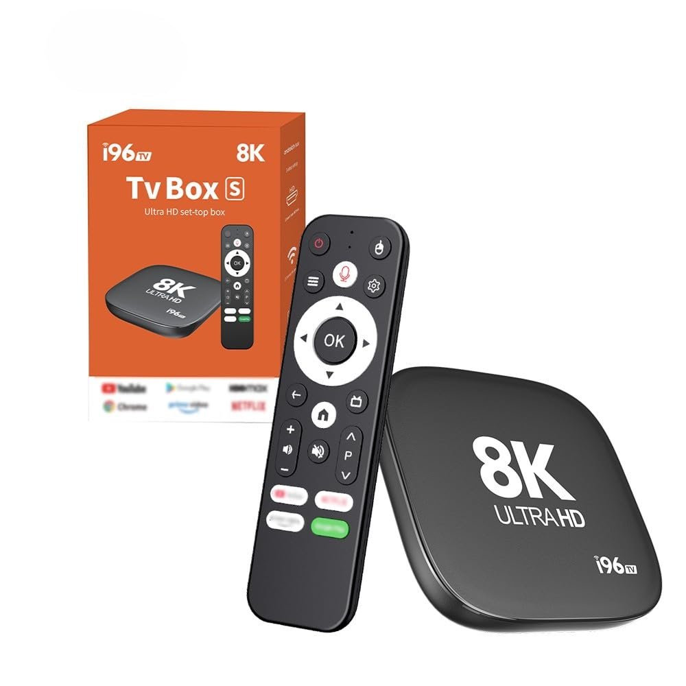 GADGETSWEAR 8K Smart Media Box with Voice Remote, WiFi, Bluetooth, 8GB RAM + 128GB Storage, HDMI & USB Connectivity, Screen Mirroring Support, Compact Digital Multimedia Device, 1 Month Subscription