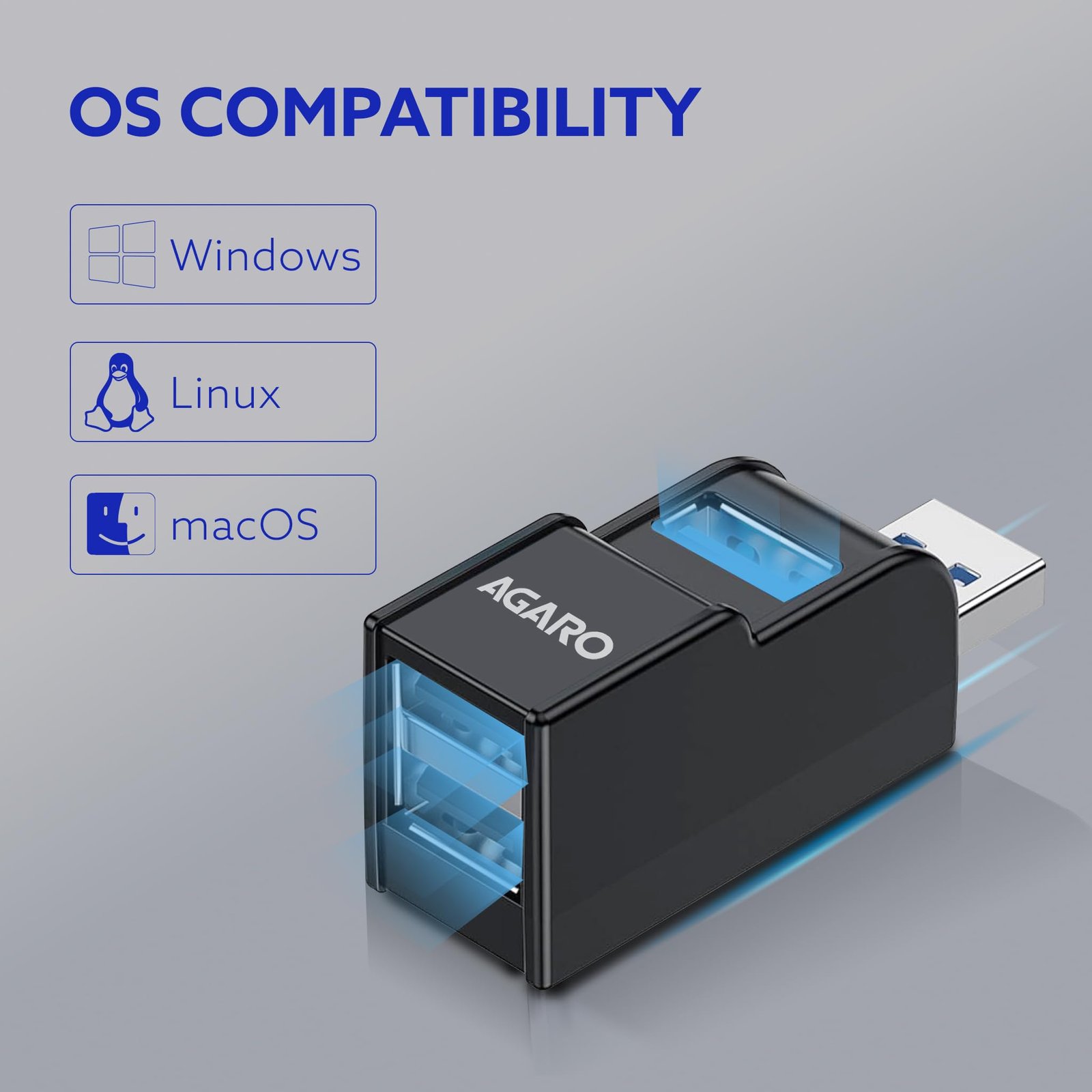 AGARO 3-Port USB Hub, USB 3.0 Data Hub with High-Speed 5Gbps Transfer, Plug & Play, Compact & Lightweight, Ideal for Laptop, PC, Keyboard, Mouse & Pendrive - Image 7