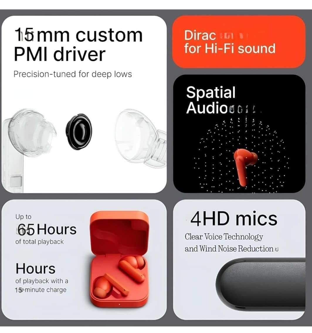 Earbuds Wireless Bluetooth 5.3 TWS Earphones with Full Touch Control, Built-in Microphone, Premium Sound Quality, Fast Stable Connection, Type C Charger Under 500 - Image 4
