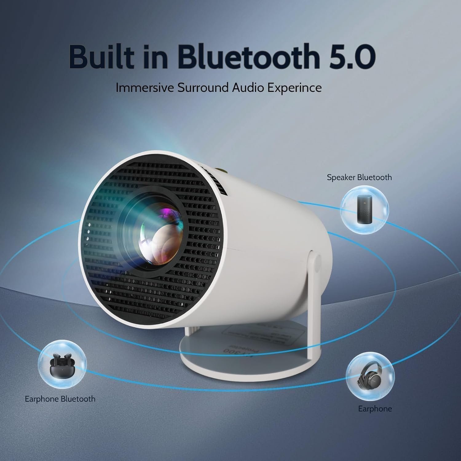 CAMLEIGH Smart Android 11 HD Projector | Native 1080P Support with 4K Decoding | 180° Rotatable Stand, Auto Keystone Correction | Home Theater for Mobile, TV Stick & Laptop - Image 3