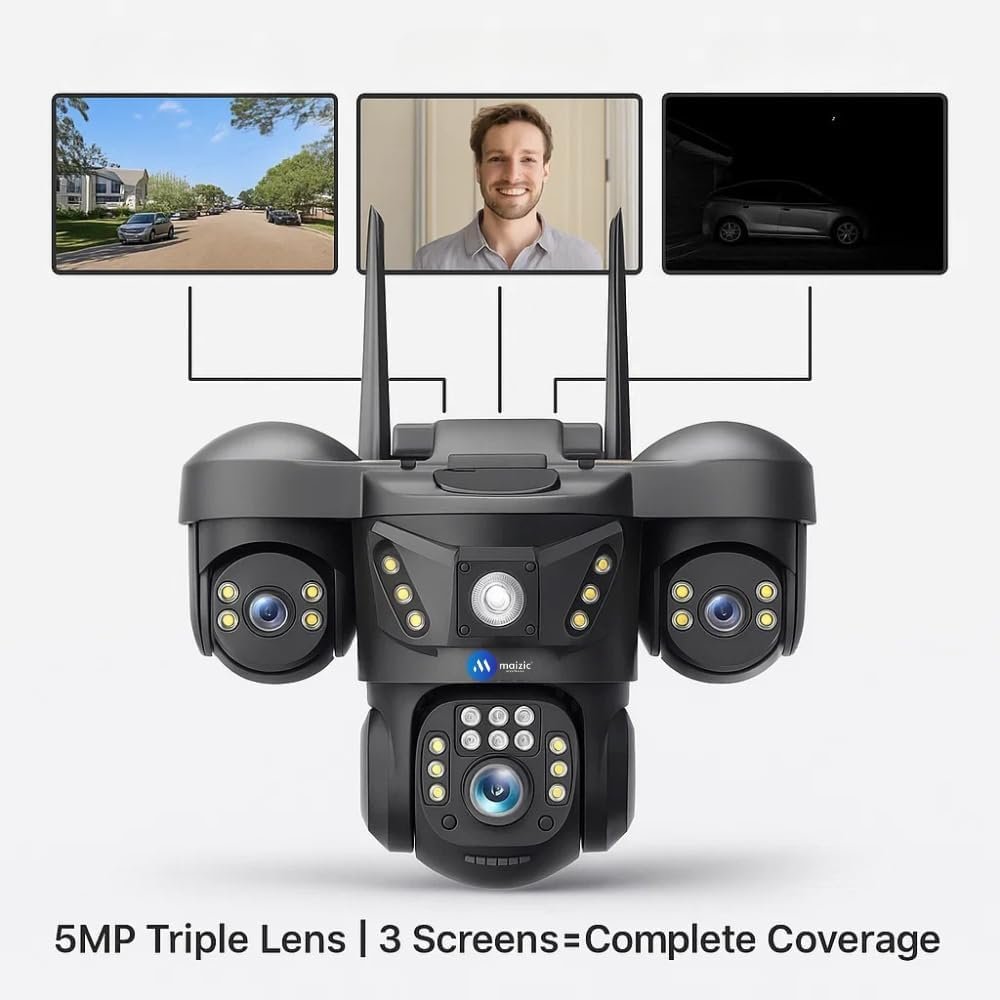 Maizic Smarthome Trion 4G Sim CCTV Camera 5MP3 (15MP) Triple Lens | 360 Pan Tilt Outdoor Security Camera | Color Night Vision | Human Motion Alerts | Two-Way Audio (Trion 4g Outdoor) - Image 7