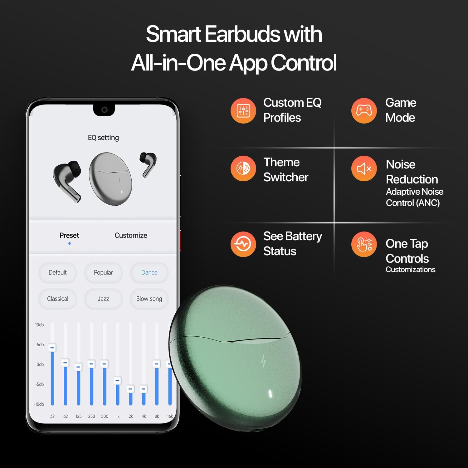 Fire-Boltt Aero TWS Earbuds Custom EQ, Wireless Bluetooth 5.4, Music & App Support, 50H Playtime, Fast Charging Case, 50ms Low Latency for Gaming, Touch Controls, IPX4 Waterproof, Clear Calls - Green - Image 7