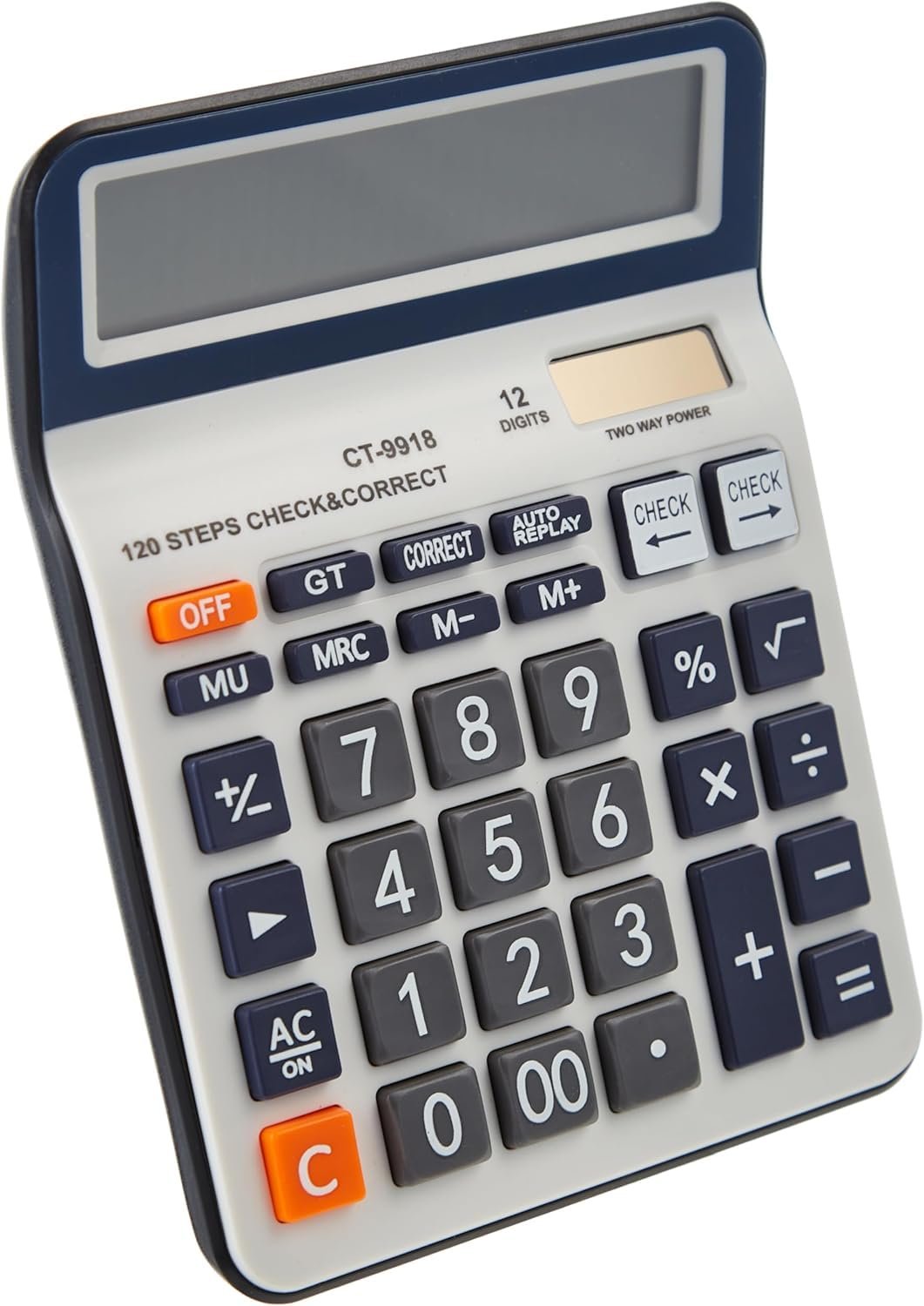 SOLDTRUE 12-Digit Desktop Calculator with Extra Large LCD | 120 Steps Check & Correct, Memory Recall, Dual Power, Big Buttons | for Office, School & Home (1 Pcs.)