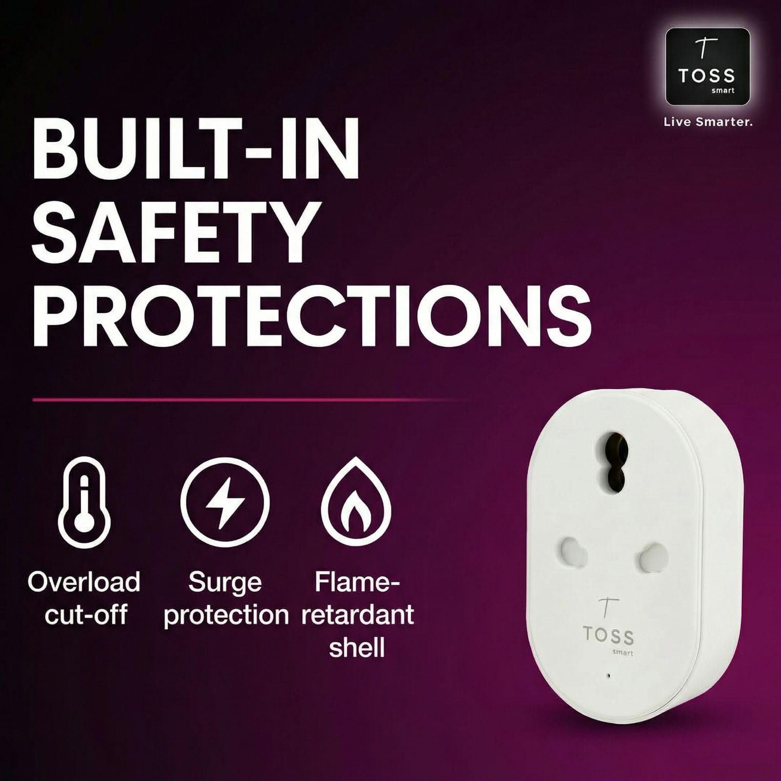 Toss Smart WiFi Plug 16A with Energy Monitoring | Voice Control – Alexa & Google Assistant Compatible | Smart Socket for AC, Geyser, Water Pump, Heater & Heavy Appliances - Remote App Control - Image 6