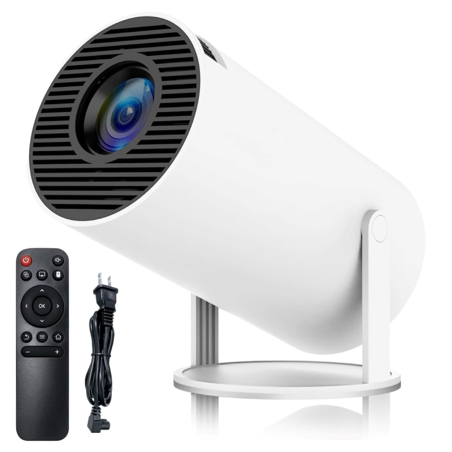 CAMLEIGH Smart Android 11 HD Projector | Native 1080P Support with 4K Decoding | 180° Rotatable Stand, Auto Keystone Correction | Home Theater for Mobile, TV Stick & Laptop