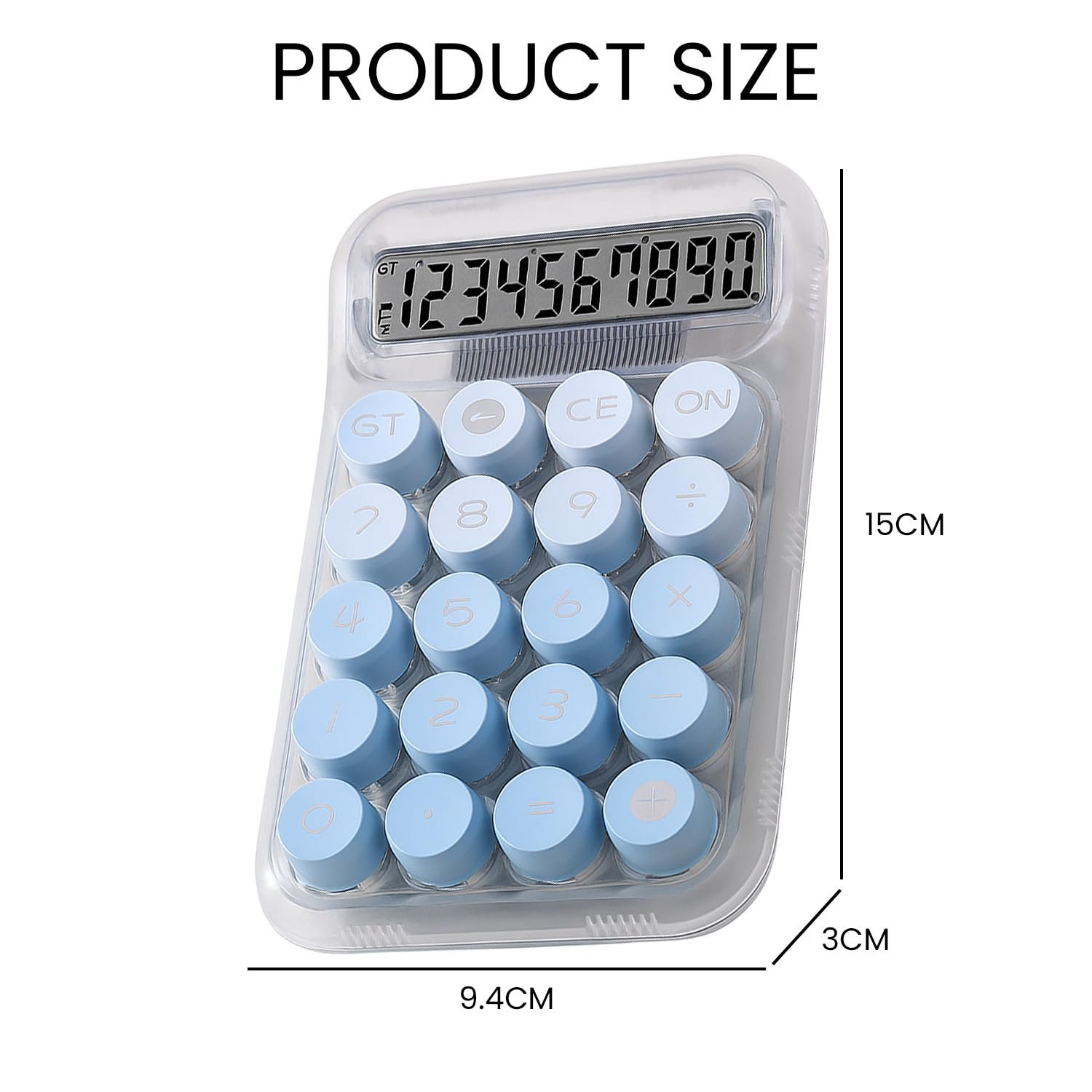 SYGA 10-Digit Transparent Sugar Cube Calculator Office Supplies Scientific Computer Student Dedicated Accounting Calculator (Blue) - Image 2