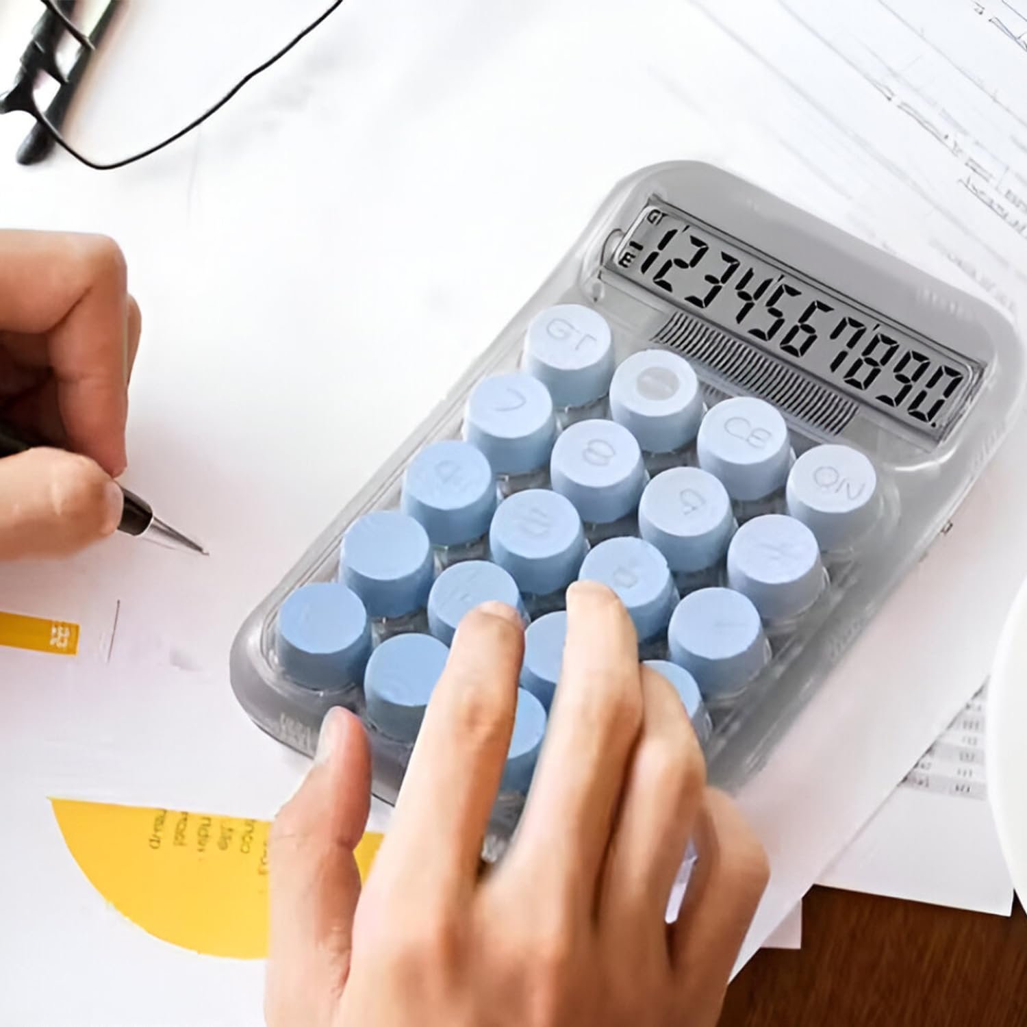 SYGA 10-Digit Transparent Sugar Cube Calculator Office Supplies Scientific Computer Student Dedicated Accounting Calculator (Blue) - Image 4