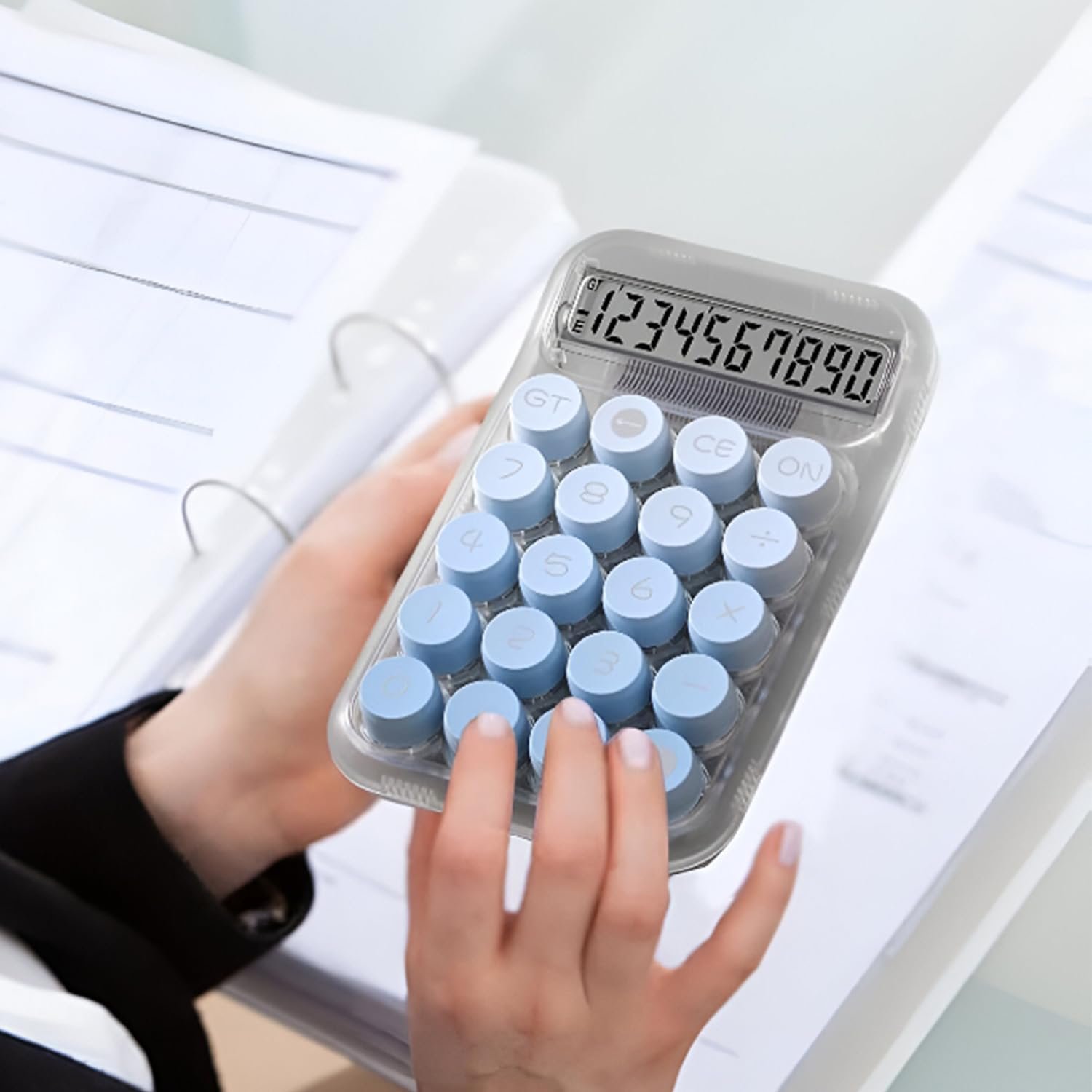 SYGA 10-Digit Transparent Sugar Cube Calculator Office Supplies Scientific Computer Student Dedicated Accounting Calculator (Blue)
