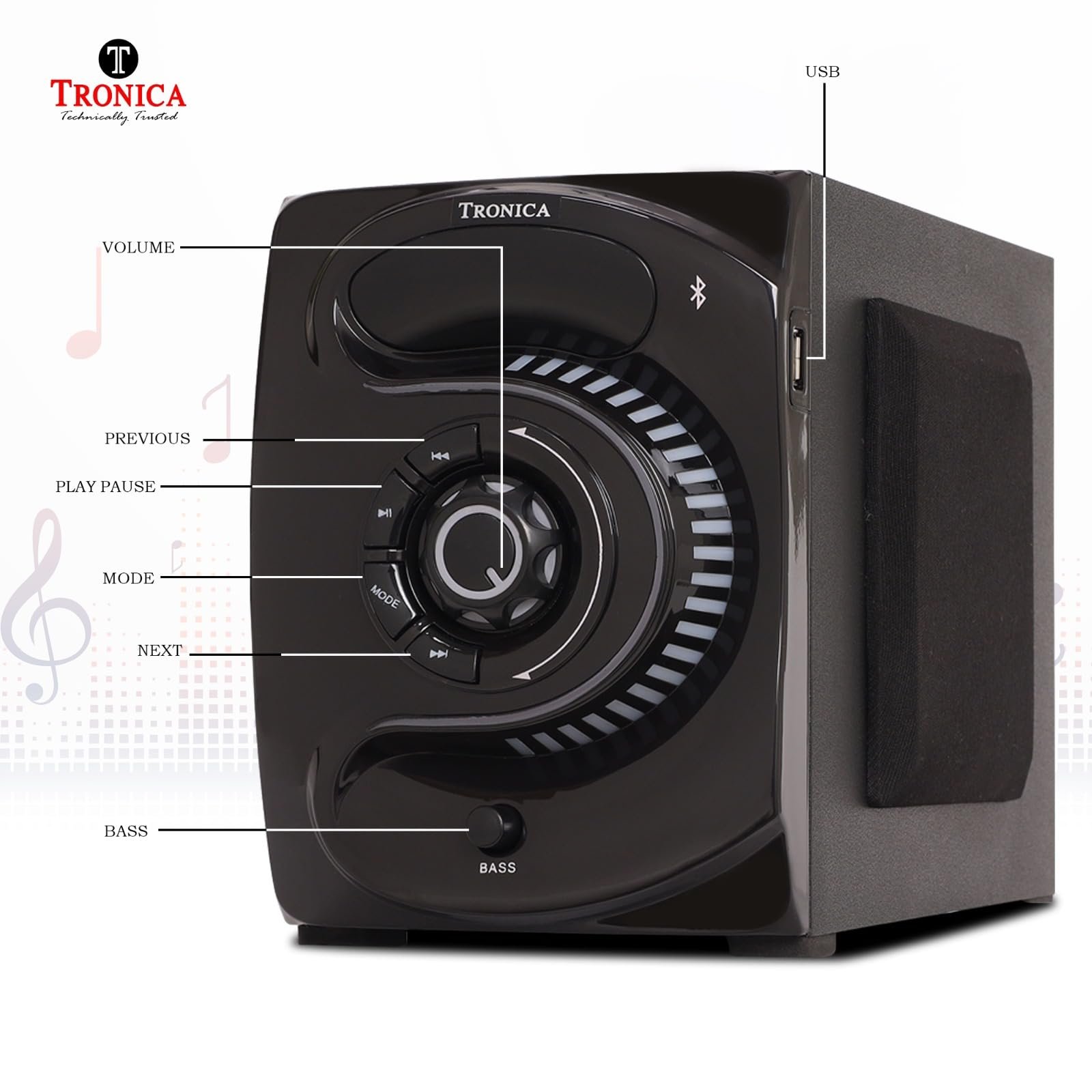 TRONICA 444 Superb 5.1 Bluetooth Home Theater System 45W with FM/PenDrive/Sd Card/Mobile/Aux Support & Remote - Image 6