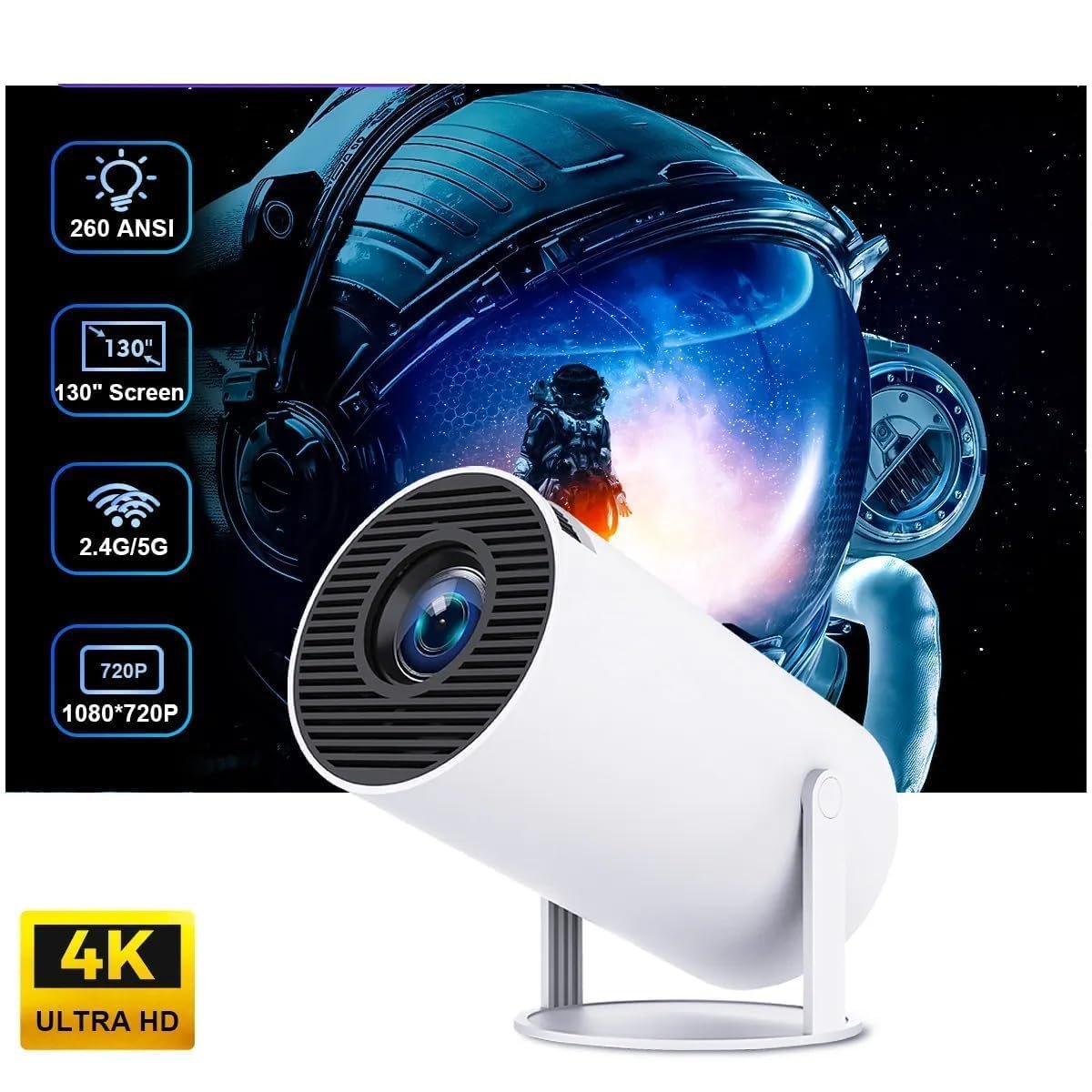 BIGASUO Projector Home 4K Support Andriod iOS 5G WiFi 1080P Smartphone Full HD Portable Builtin YouTube Other Apps Auto Keystone 4000 Lumens 200" Screen Compatible 4K TV Stick - Image 8