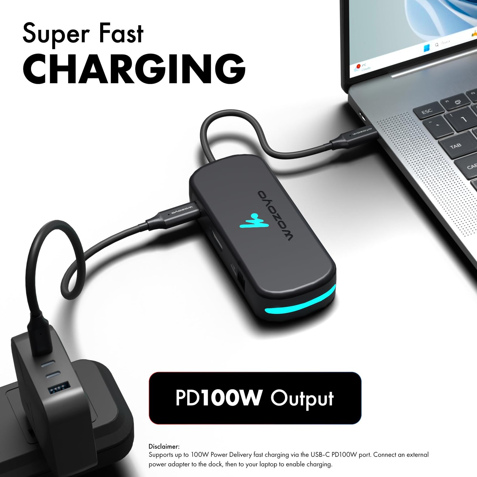 Type C 6 in 1 Wozoyo Docking Station with 3XUSB 5Gbps (3.2 Gen 1),4K@60Hz HDMI,1Gbps Ethernet & PD 100W,USB-C Hub,Thunderbolt 4 Compatible,Universal Compatibility with macOS, Windows, Android & iOS - Image 6