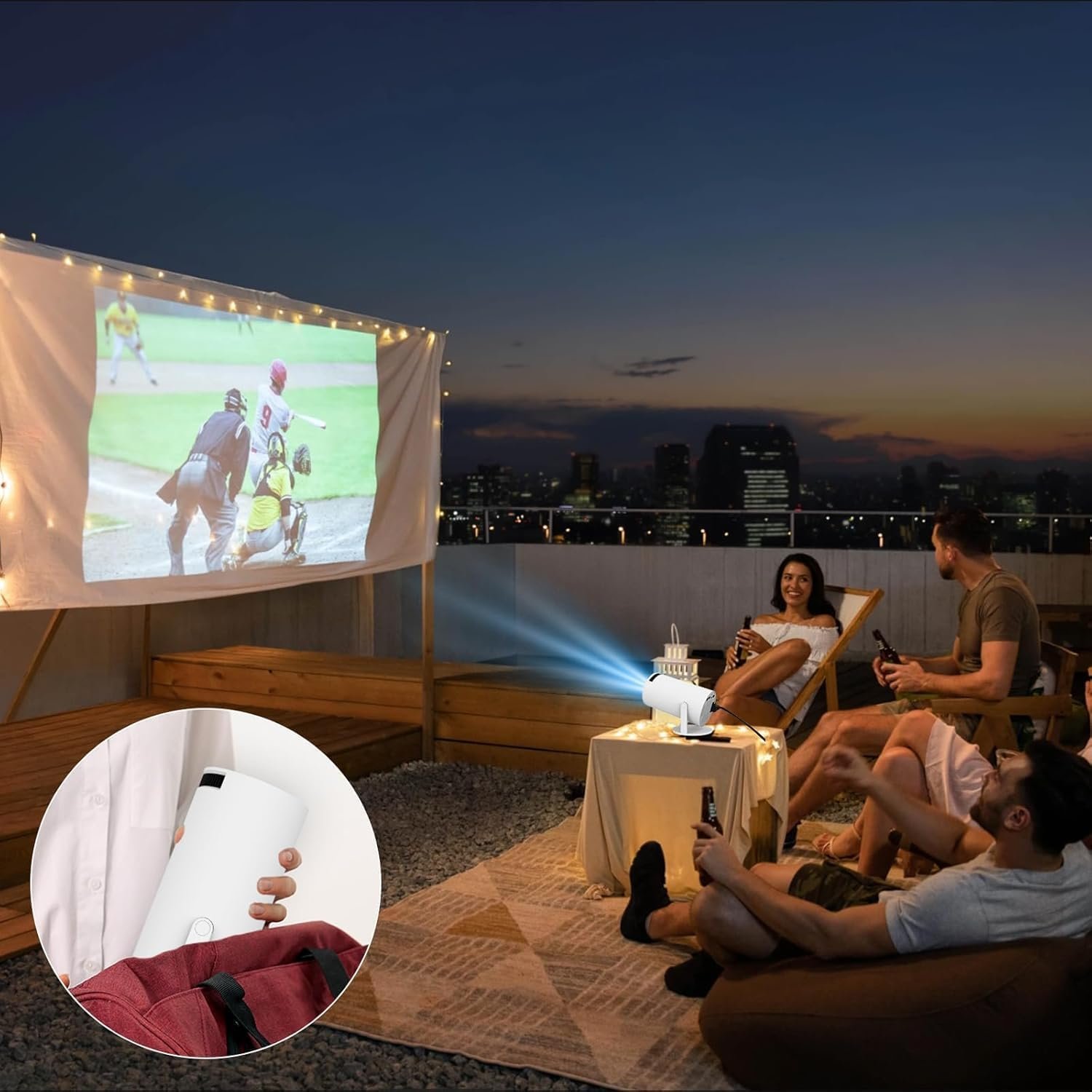 CAMLEIGH Smart Android 11 HD Projector | Native 1080P Support with 4K Decoding | 180° Rotatable Stand, Auto Keystone Correction | Home Theater for Mobile, TV Stick & Laptop - Image 6