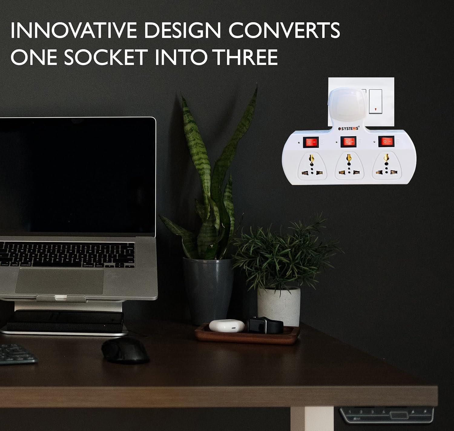 eSYSTEMS 3+3 Socket Adaptor, Multi Plug Points with LED Indicator & Individual Switches Extension Board (Cordless) - Image 3