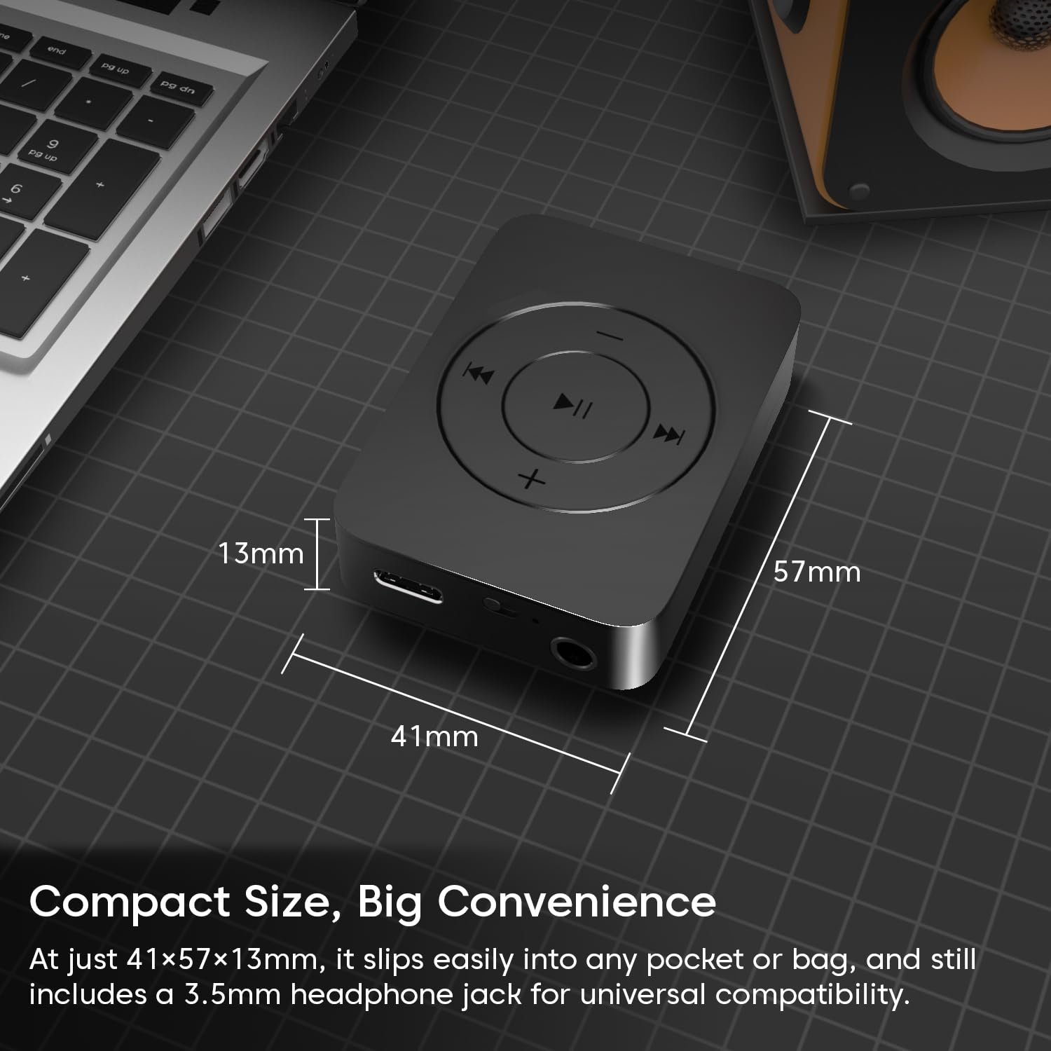 Sounce Bluetooth 128GB MP3 Player Built-in Speaker HiFi Lossless Portable Audio Player for Running Gym Travel Study Expandable 128GB Mini Music Player Screen-Free Digital Media Device Matte Black - Image 7