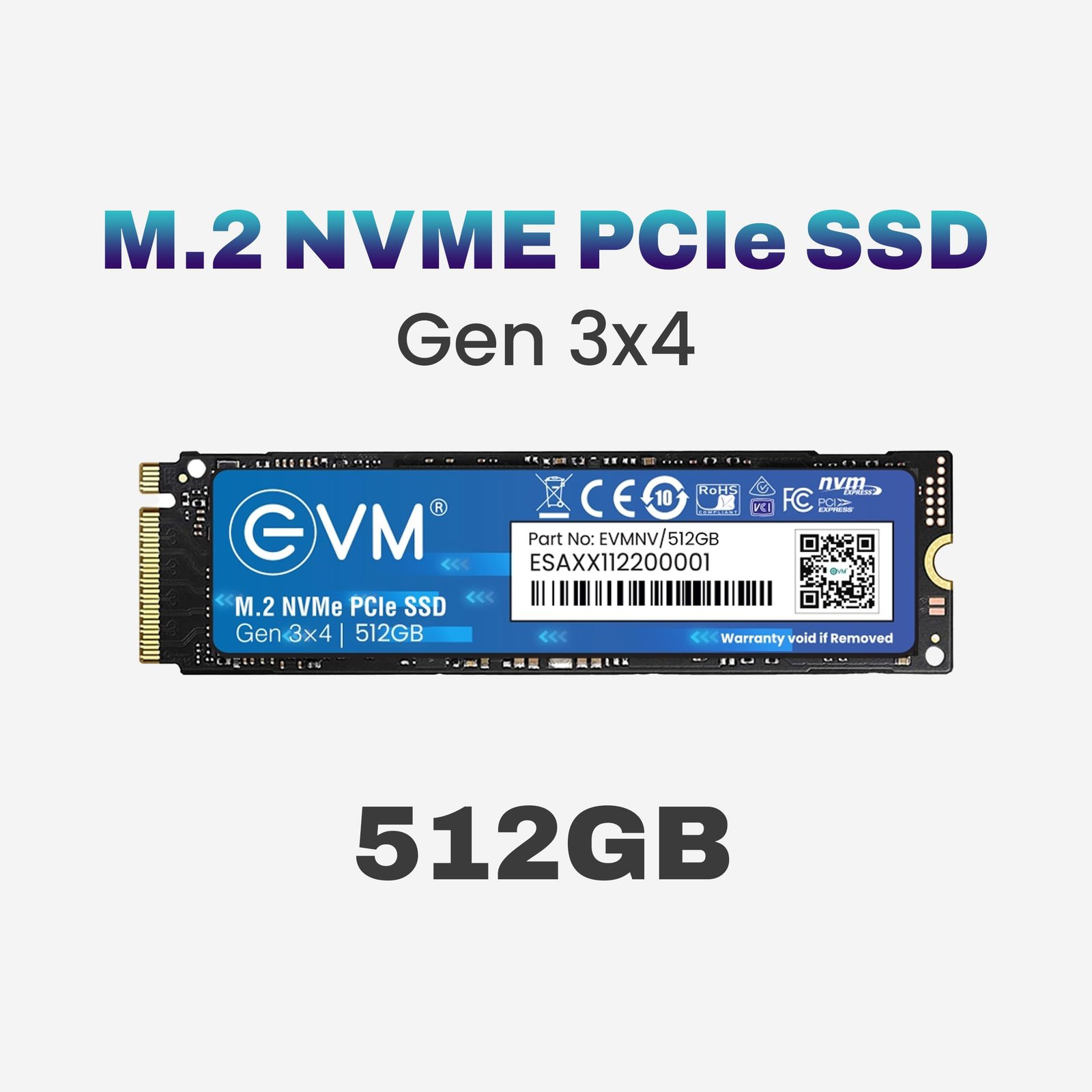 EVM 512GB NVMe M.2 SSD 2280 | PCIe Gen 3x4 Internal SSD | Up to 3200MB/s Read 2100MB/s Write | High Speed Storage for Laptop Desktop Gaming | 5 Year Warranty (EVMNV/512GB) - Image 2