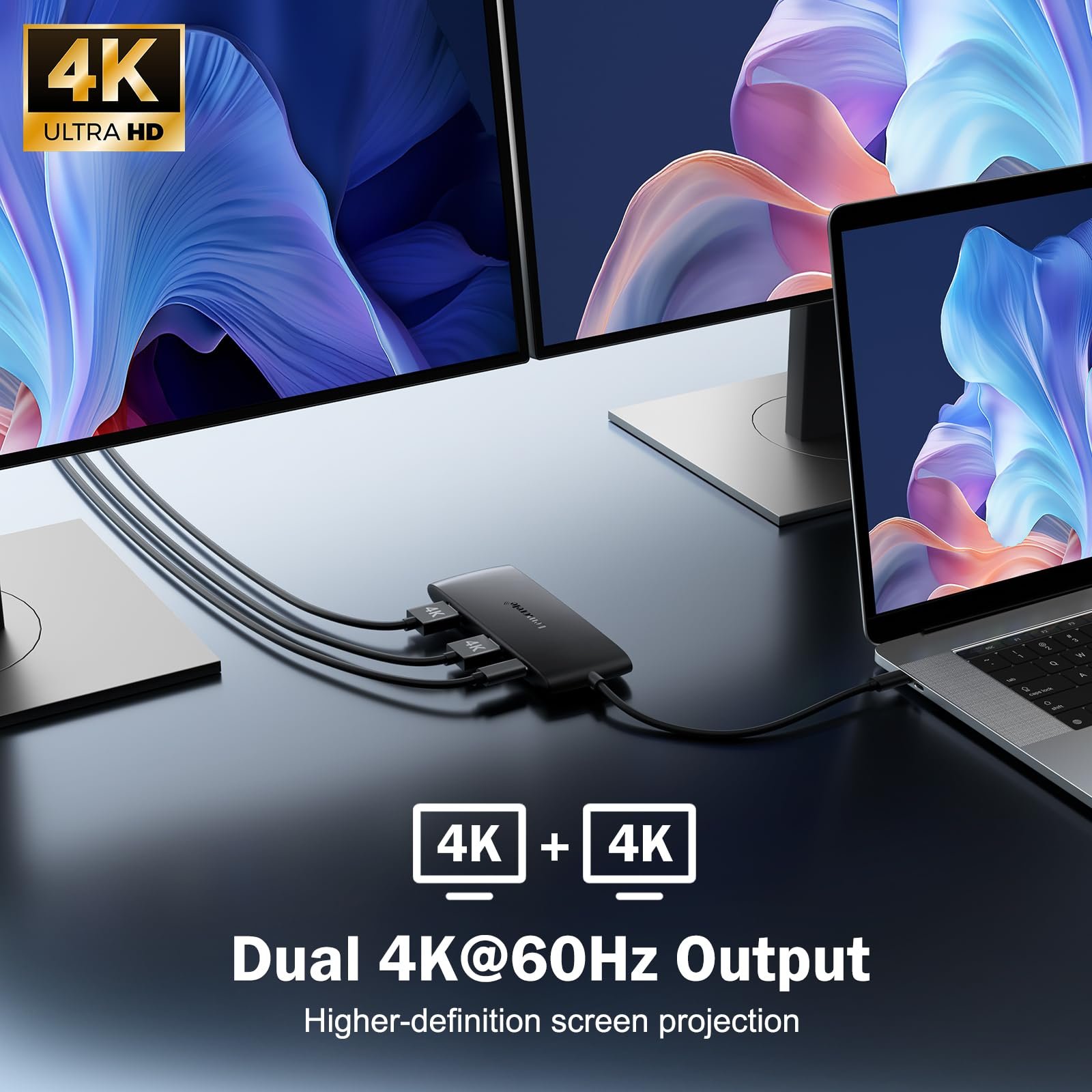 Lemorele USB C Hub Docking Station 7-in-1, Dual HDMI 4K 60Hz Display Adapter for MacBook Pro/Air, Dell, HP, Surface & Windows - Image 3