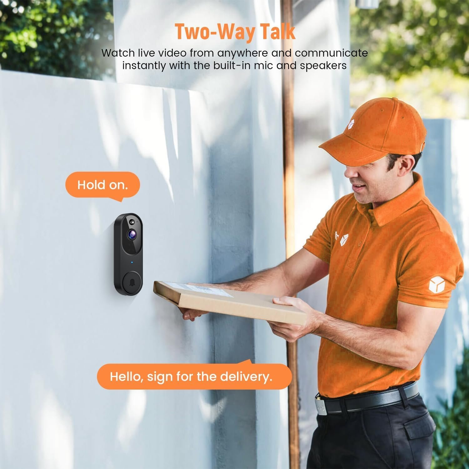 Deoxys Wireless Video Doorbell Camera with Chime, 1080P Smart WiFi Door Bells Camera,Motion Detection, 2-Way Audio, Night Vision,Battery Powered - Image 9