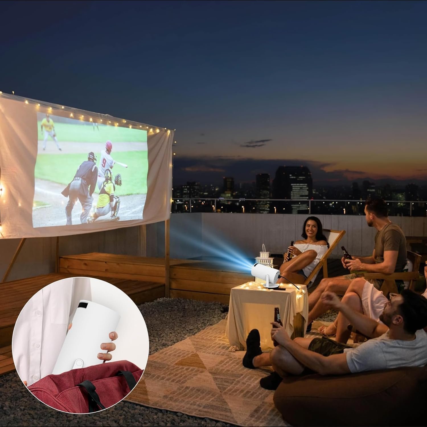 BIGASUO Projector Home 4K Support Andriod iOS 5G WiFi 1080P Smartphone Full HD Portable Builtin YouTube Other Apps Auto Keystone 4000 Lumens 200" Screen Compatible 4K TV Stick - Image 6