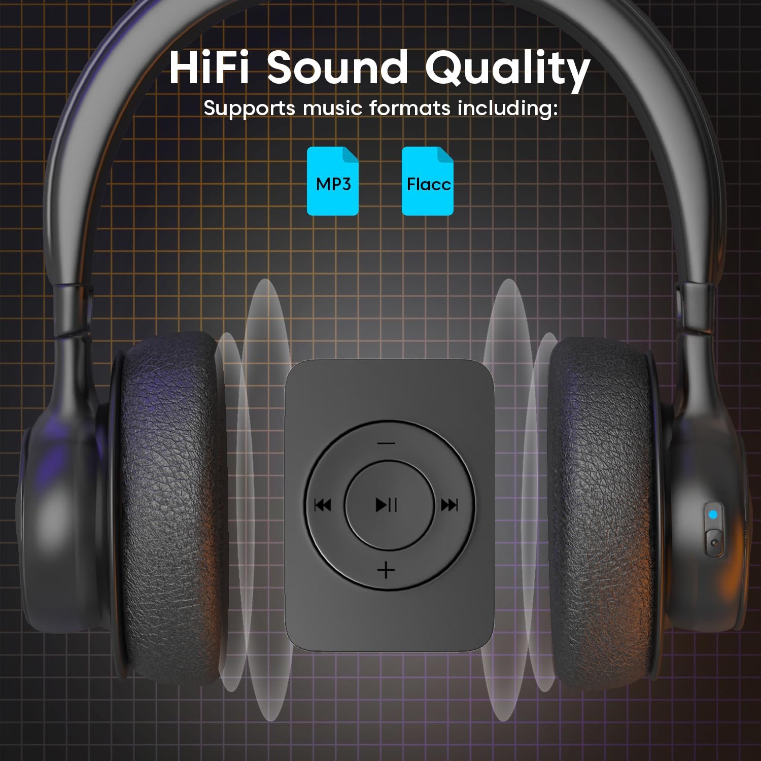 Sounce Bluetooth 128GB MP3 Player Built-in Speaker HiFi Lossless Portable Audio Player for Running Gym Travel Study Expandable 128GB Mini Music Player Screen-Free Digital Media Device Matte Black - Image 6