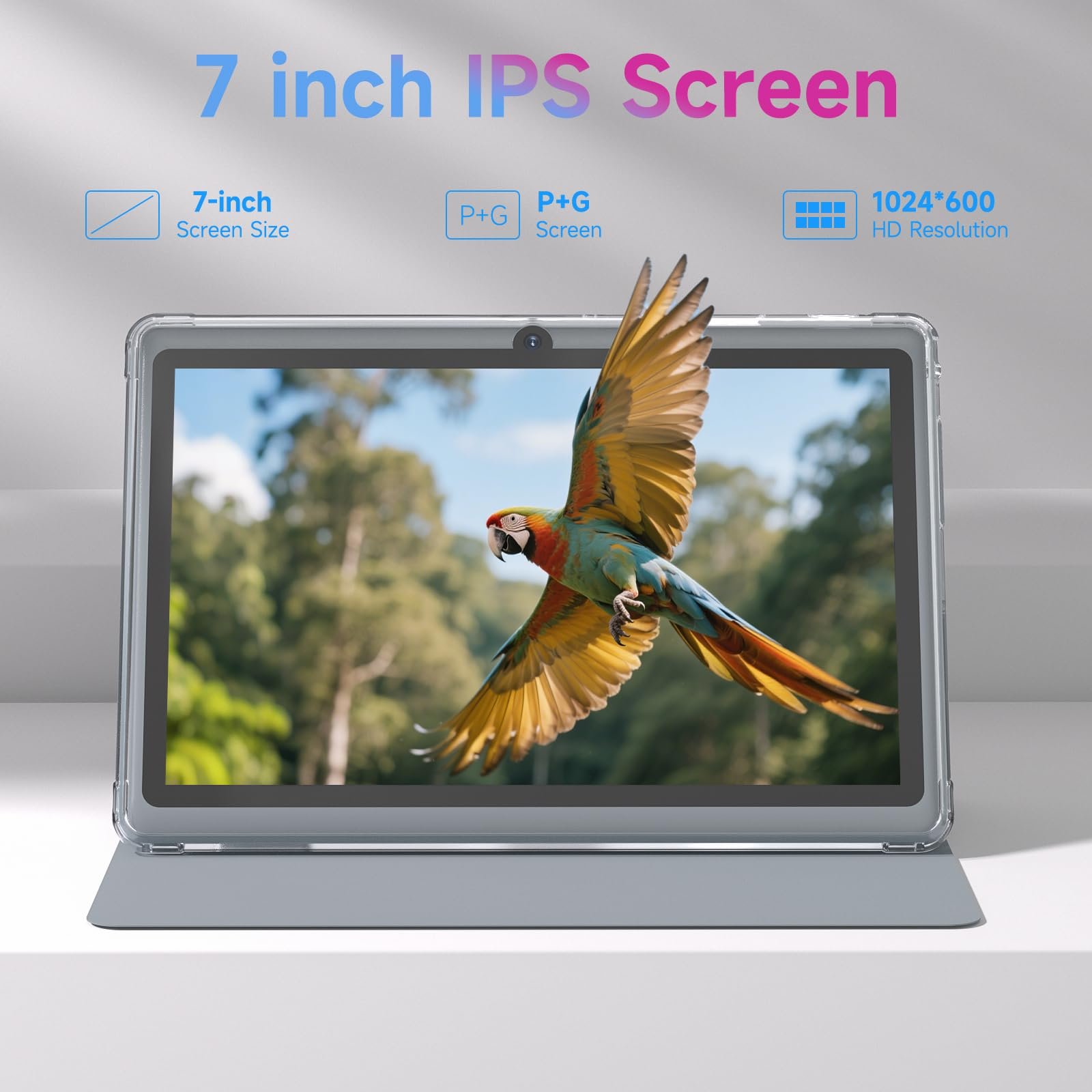HOTTABLET Tablet 7 Inch Android 14.0 with Protective Case, 8GB (4+4GB Expand) RAM+32GB ROM, IPS Screen, Dual Camera, Bluetooth 5.0 WiFi Tab (Gray) - Image 3