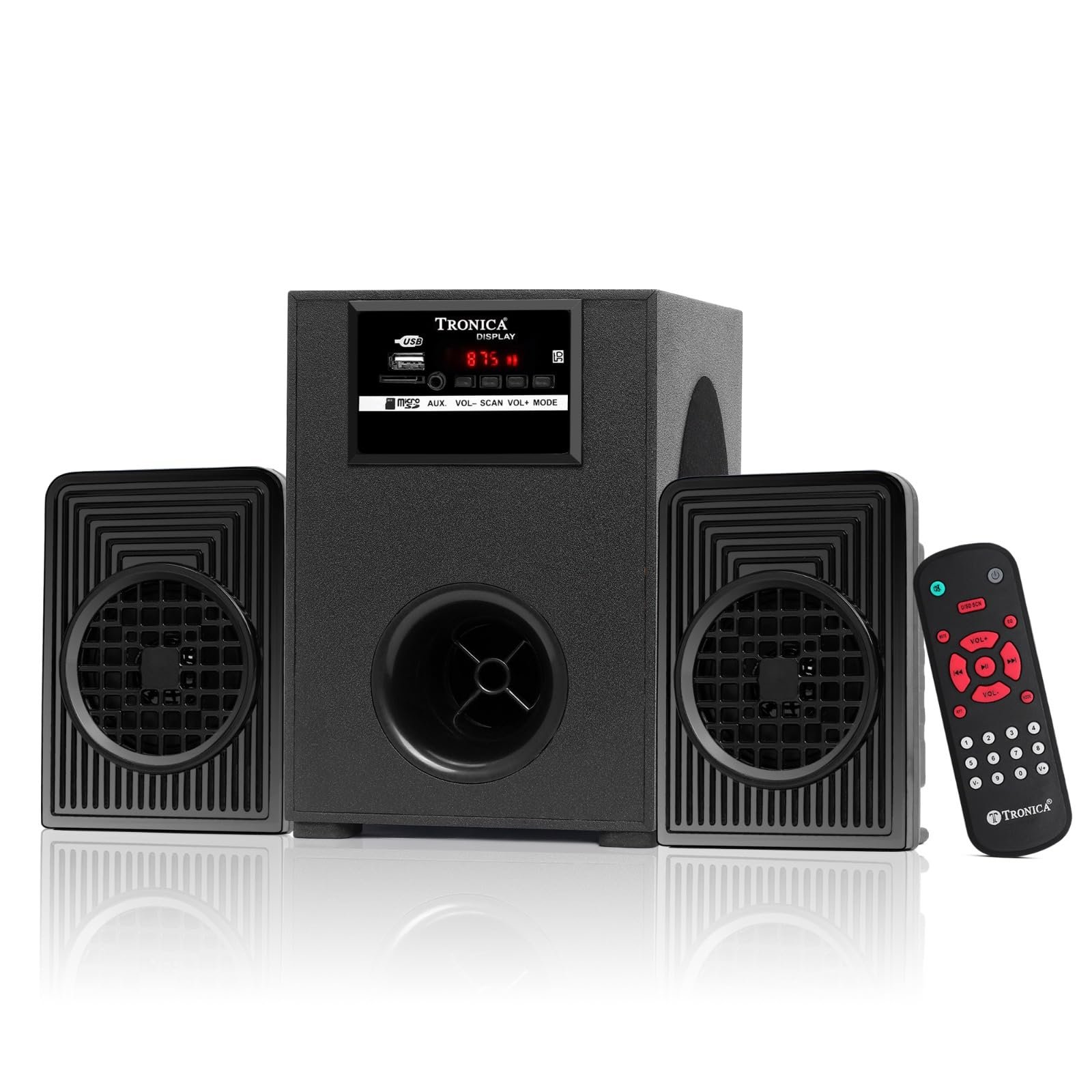 Tronica Dhurandhar 30W 2.1 Bluetooth Home Theater System with Subwoofer, Multimedia Speakers for TV & PC, Supports USB/SD Card/FM/AUX, Includes Remote (Gunmetal Black)
