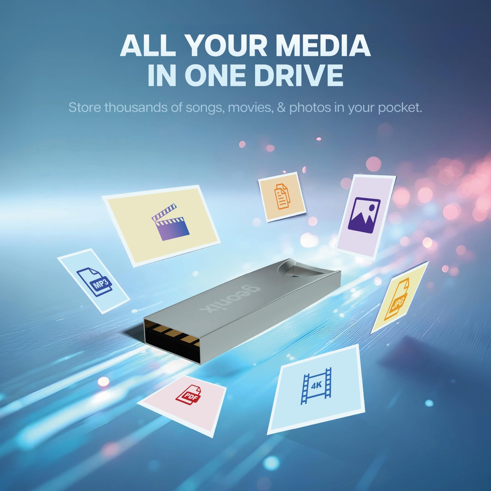 Geonix Pendrive I Silver I USB 2.0 I Keyring Design I Lightweight I Variant 8GB I 5 Years Warranty - Image 5