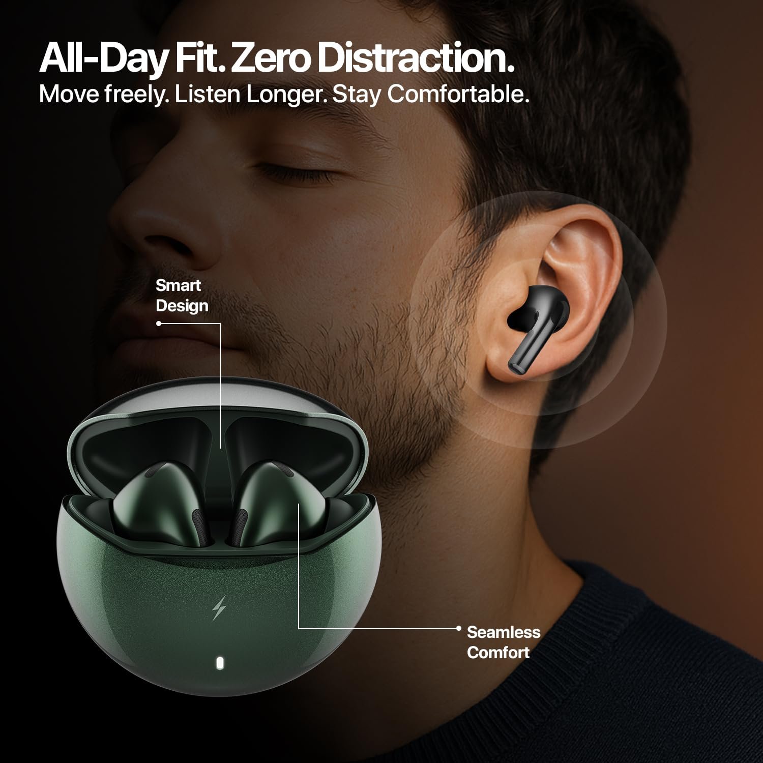 Fire-Boltt Aero TWS Earbuds Custom EQ, Wireless Bluetooth 5.4, Music & App Support, 50H Playtime, Fast Charging Case, 50ms Low Latency for Gaming, Touch Controls, IPX4 Waterproof, Clear Calls - Green - Image 9