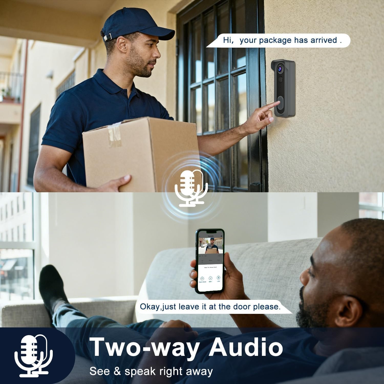 Deoxys Wireless Video Doorbell Camera with Chime, 1080P Smart WiFi Door Bells Camera,Motion Detection, 2-Way Audio, Night Vision,Battery Powered - Image 4