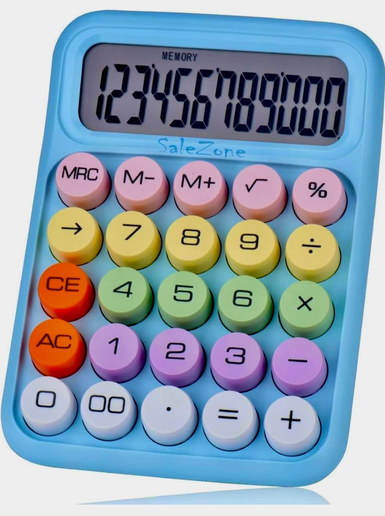 Mechanical Pushbutton Financial Calculator 12 Digit Large LCD Display Big Buttons Candy Calculator Solar&Battery Automatic Sleep Calculator for Office,School,Home,Multicolor (3YearsWarranty)