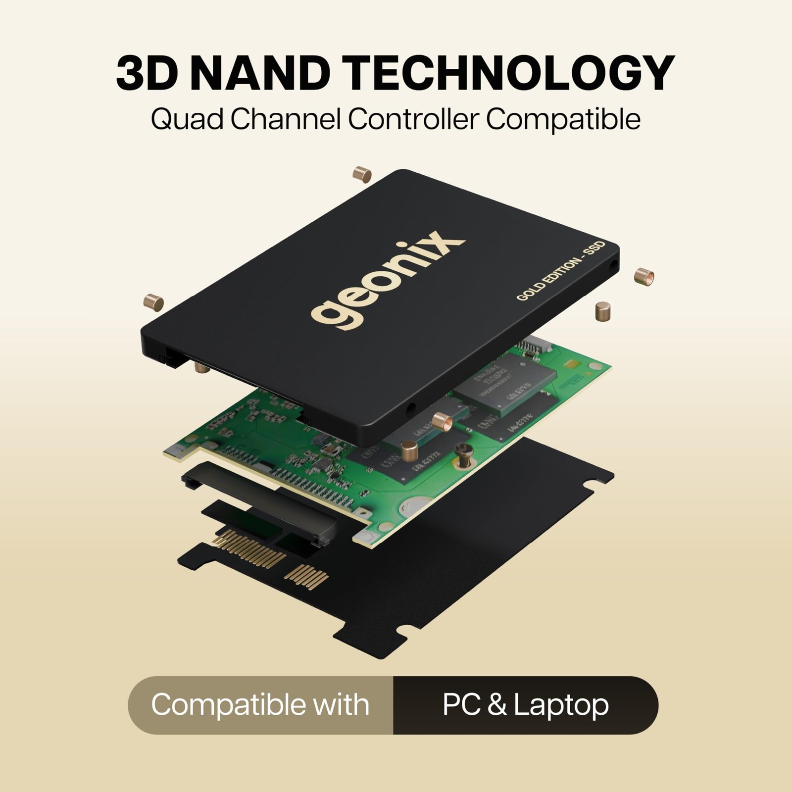 GEONIX SATA 2.5" 256GB Internal Solid State Drive6Gb/s | Fast Performance | Read/Write Speed Upto - 570/500 MB/s | Quad Channel Controller Compatible with PC and Laptop | 5 Years Warranty. - Image 4