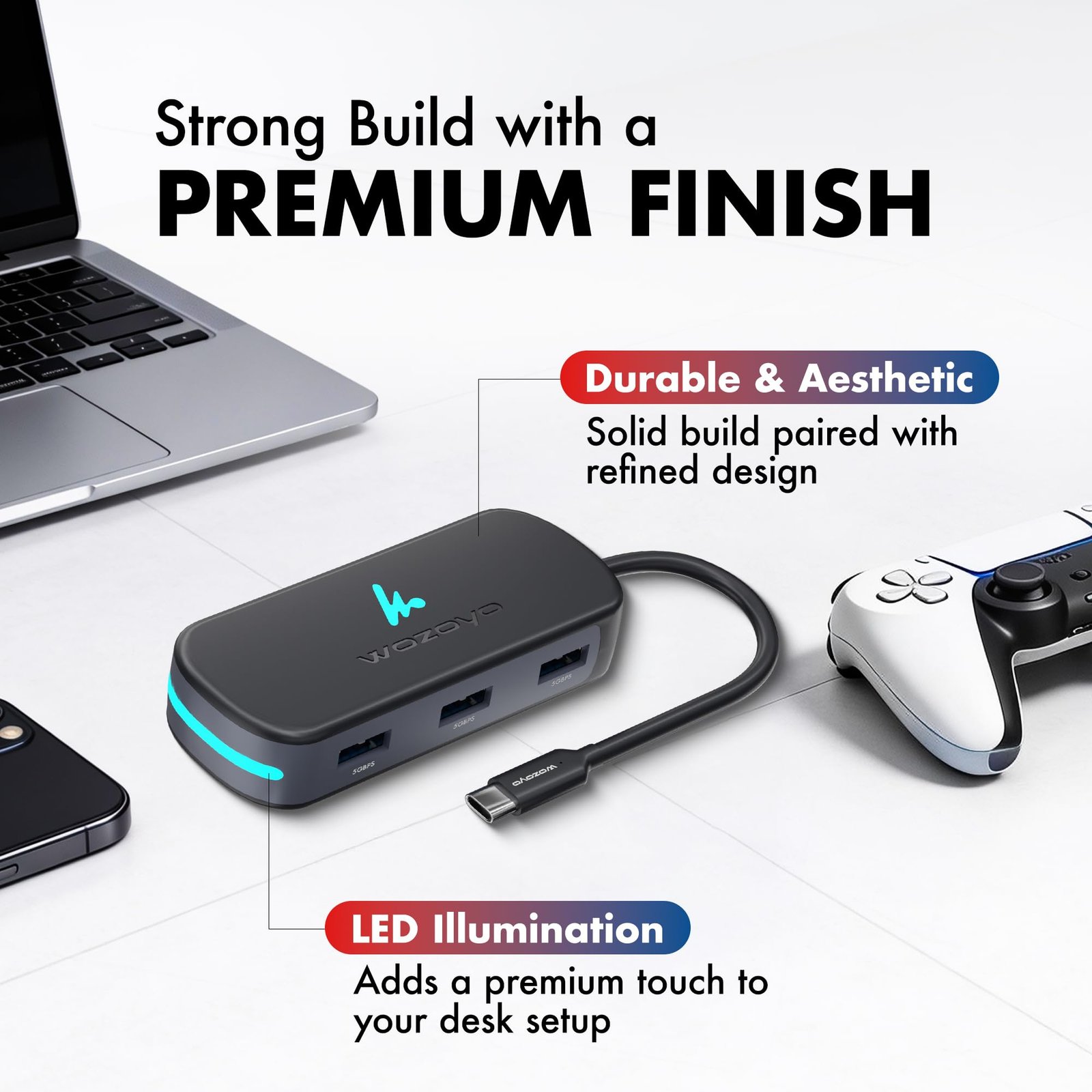 Type C 6 in 1 Wozoyo Docking Station with 3XUSB 5Gbps (3.2 Gen 1),4K@60Hz HDMI,1Gbps Ethernet & PD 100W,USB-C Hub,Thunderbolt 4 Compatible,Universal Compatibility with macOS, Windows, Android & iOS - Image 5