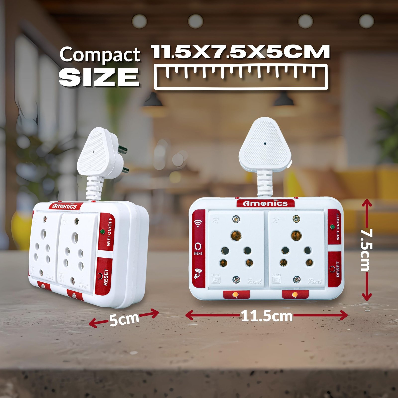 Amonics Smart Plug 6amp Dual Node - Up to 500W per Plug, Compact & Hub-Free, App Controlled, Compatible with Alexa & Google Home - Voice Enabled Smart Home Socket (White) - Image 6