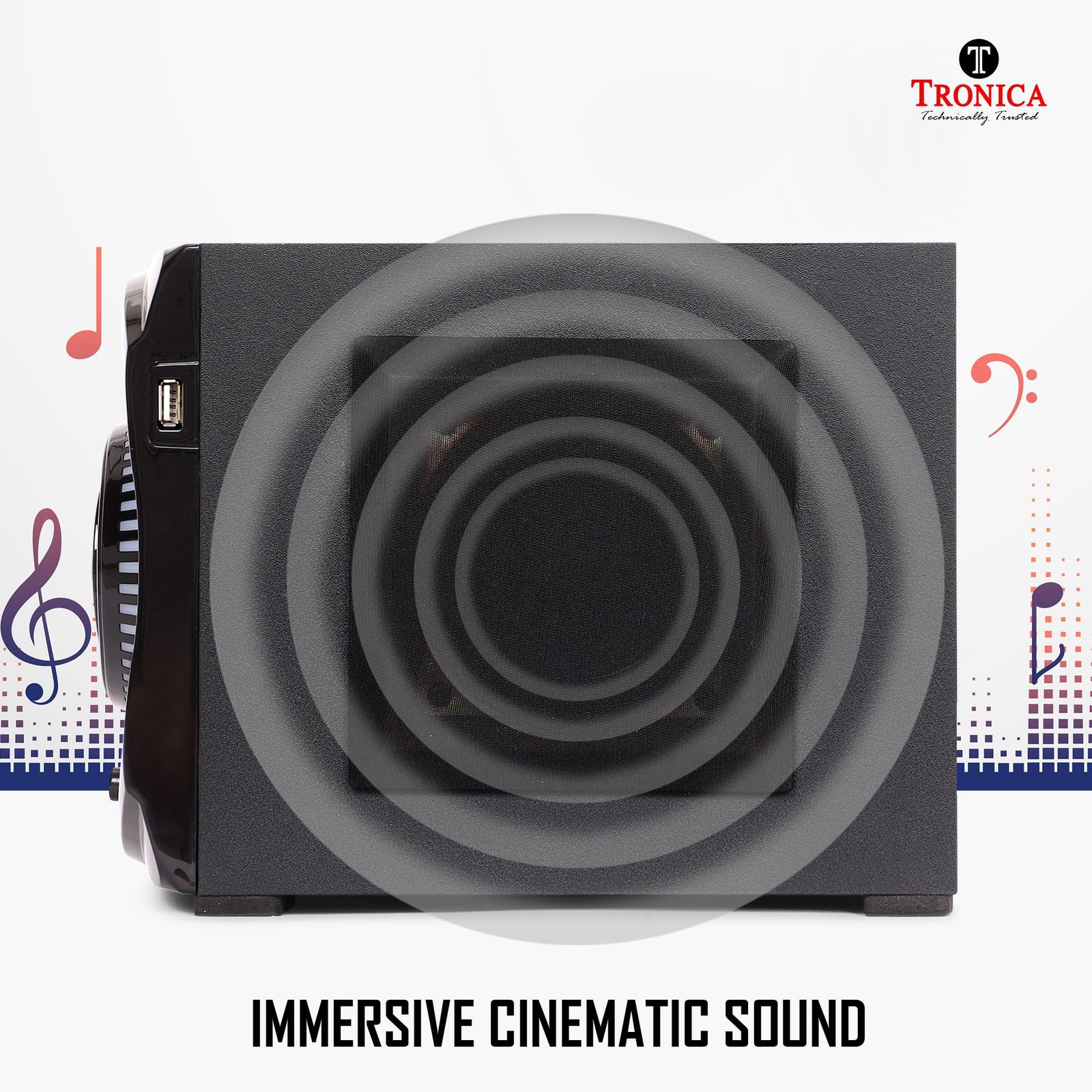 TRONICA 444 Superb 5.1 Bluetooth Home Theater System 45W with FM/PenDrive/Sd Card/Mobile/Aux Support & Remote - Image 7