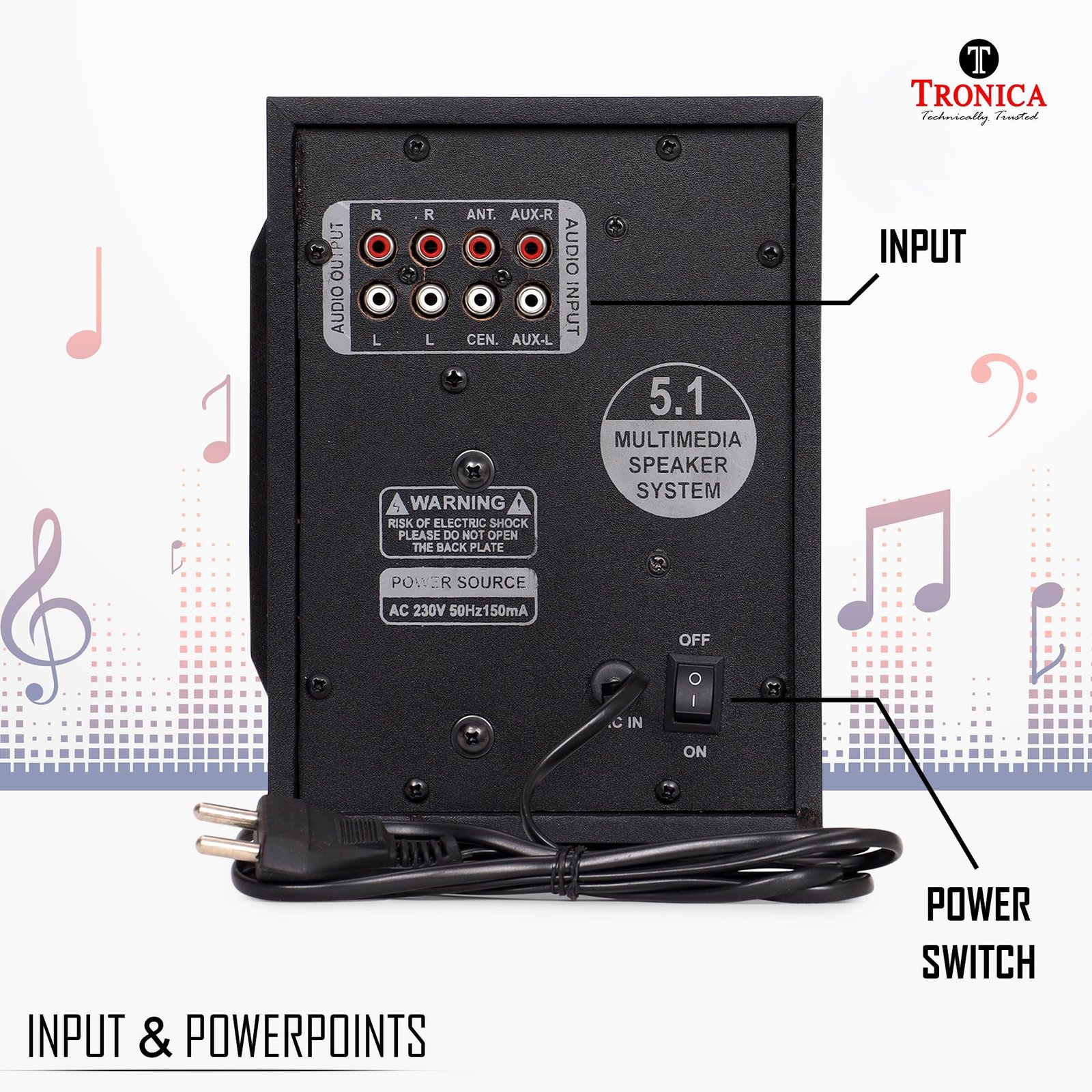 TRONICA 444 Superb 5.1 Bluetooth Home Theater System 45W with FM/PenDrive/Sd Card/Mobile/Aux Support & Remote - Image 4