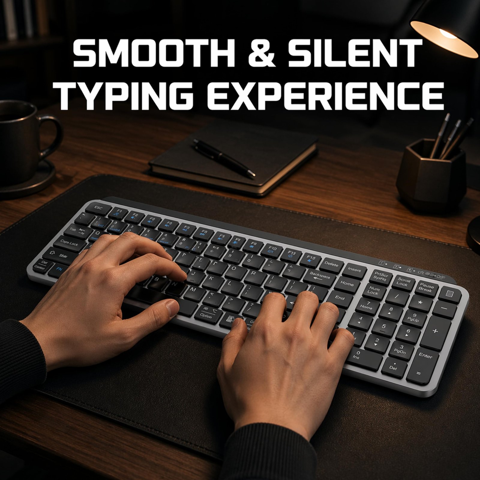 Ant Master 60 Wireless Keyboard, Bluetooth 3.0 & 2.4GHz Connectivity, Silent Scissor Switch Typing Keys, Rechargeable Battery, Multi Device Support Windows Mac Android iOS, Compact Keyboard_Black Grey - Image 5