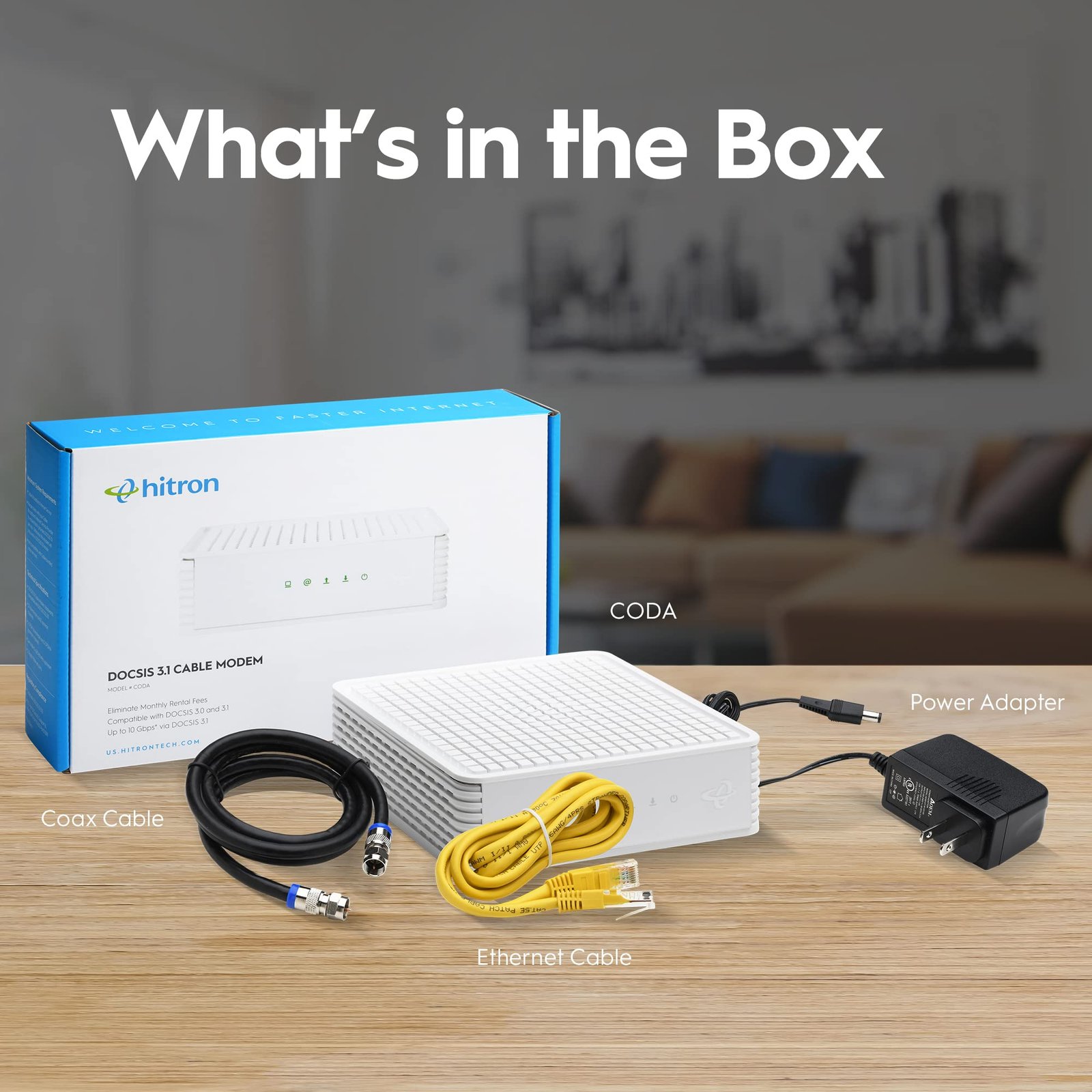 Hitron CODA DOCSIS 3.1 Modem | Pairs with Any WiFi Router or Mesh WiFi | Certified with Comcast Xfinity, Charter Spectrum, Cox | 10x Faster Than DOCSIS 3.0 | Cable Modem with 2X 1 Gbps Ethernet Ports - Image 9