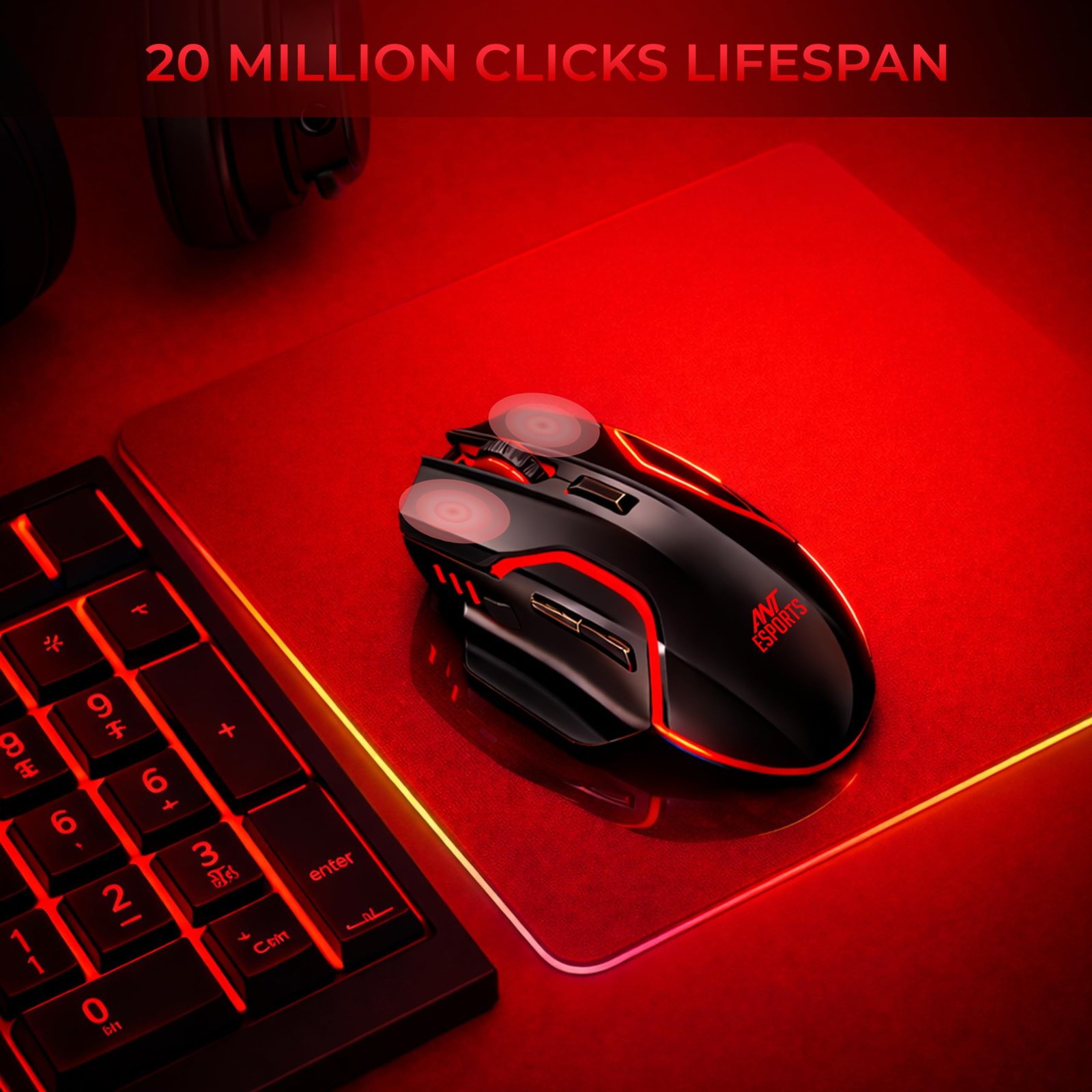 Ant Esports GM320 Pro Wireless Gaming Mouse RGB Backlit 3200 DPI Optical Sensor 2.4GHz USB Receiver Type-C Rechargeable Battery 8 Pre-Defined Buttons Ergonomic Lightweight Mouse for PC Laptop_ Black - Image 2