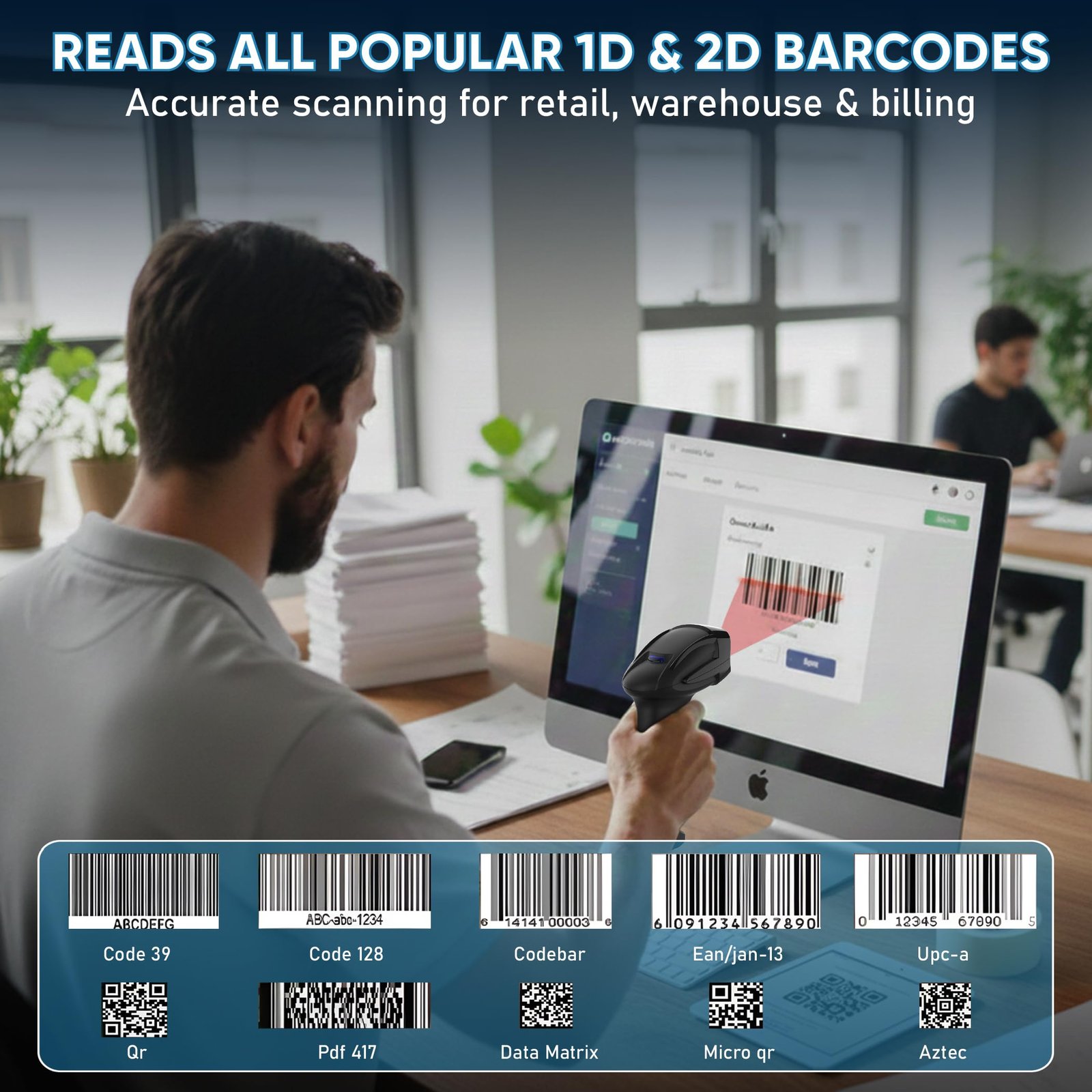 Brontix X2 Wireless barcode scanner rechargeable with super fast scanning - Image 3