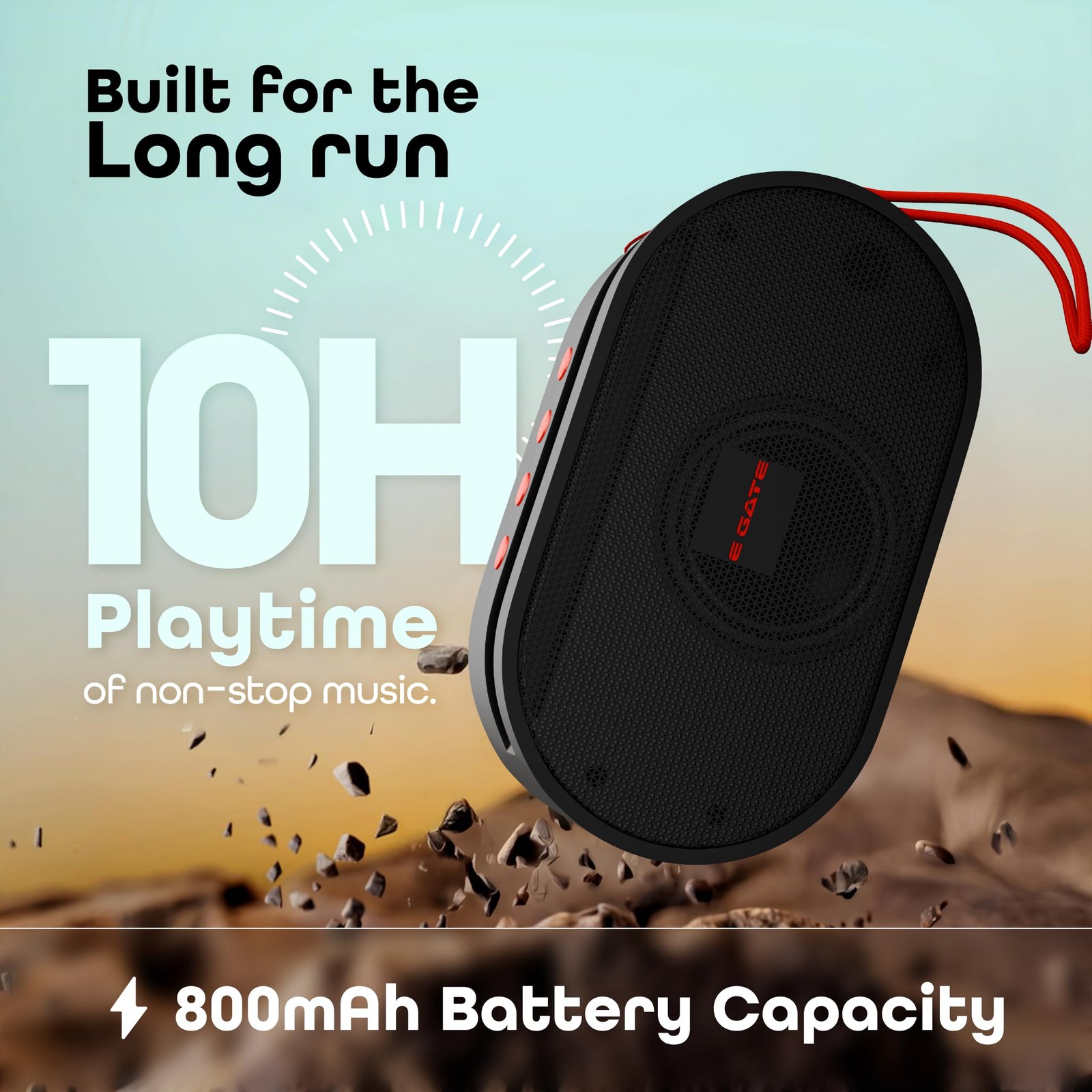 E GATE Atom S21 Bluetooth Wireless Speaker with Phone Stand | 5W | 52mm Driver, Bluetooth 5.2 | TWS Pairing, FM Radio, USB & mSD Card Support | Up to 10 Hours Playtime Portable Speaker (Black) - Image 4