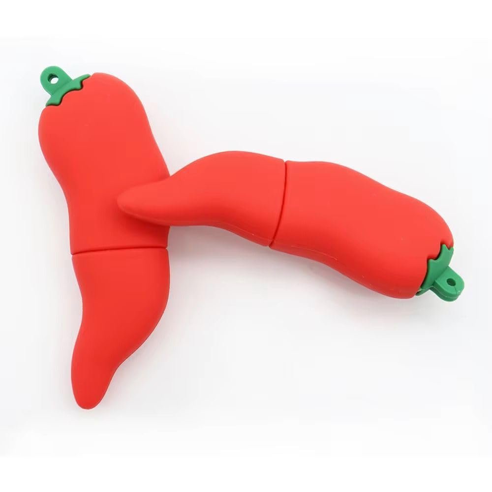 CleverlyGifted Red Chili Shaped USB Flash Drive, Silicon Rubber Housing, 2.0 Interface, 4GB-128GB Storage, Novelty Pen Drive for Data Storage (8, GB) - Image 3