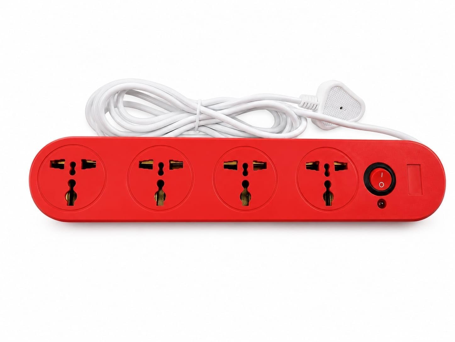 4-Socket Universal Power Strip, with Master Switch, 2M Long Copper Wire, Surge Protector