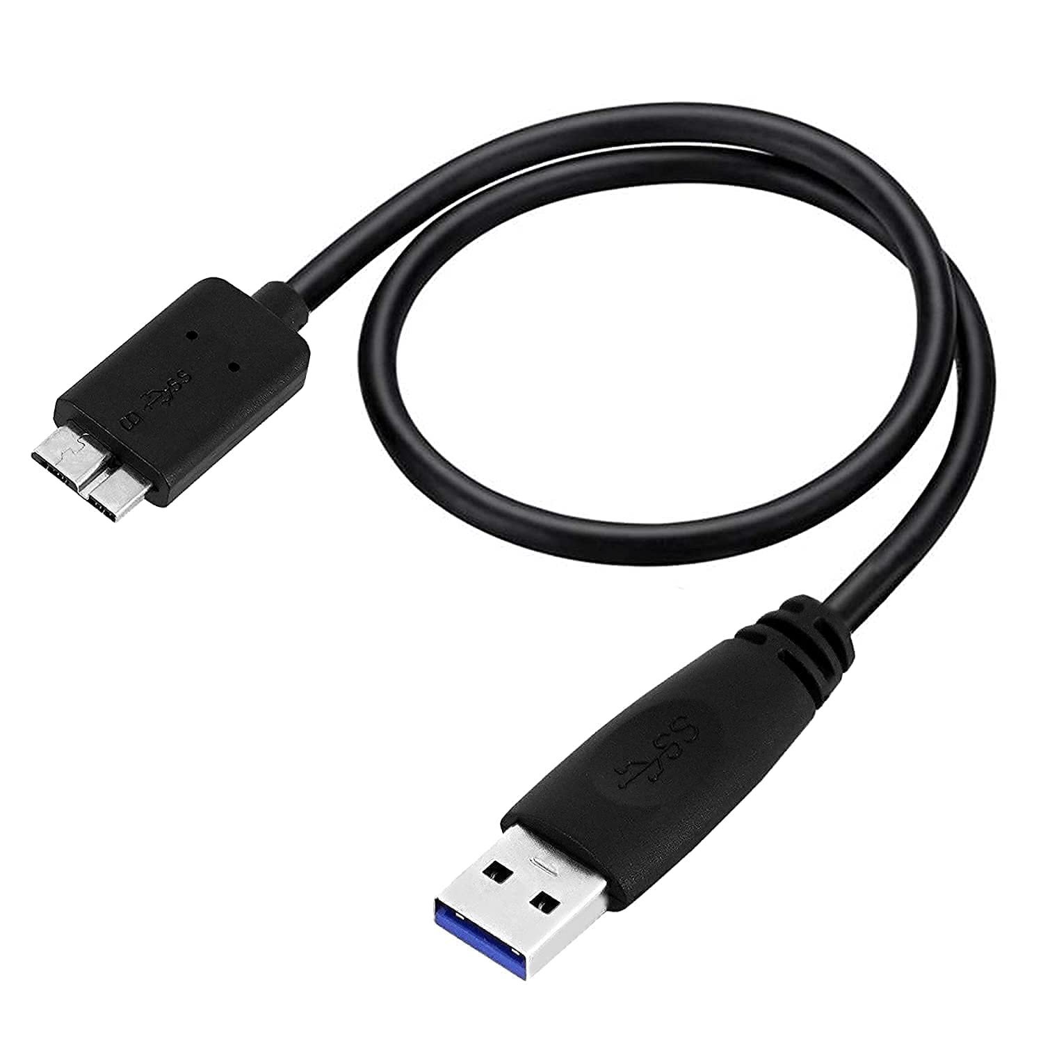 USB 3.0 Type A Male to Micro B Cord for WD/Seagate/Toshiba/Samsung/Hitachi, etc External Hard Disk/Drives Cables (Black) (1.5ft)