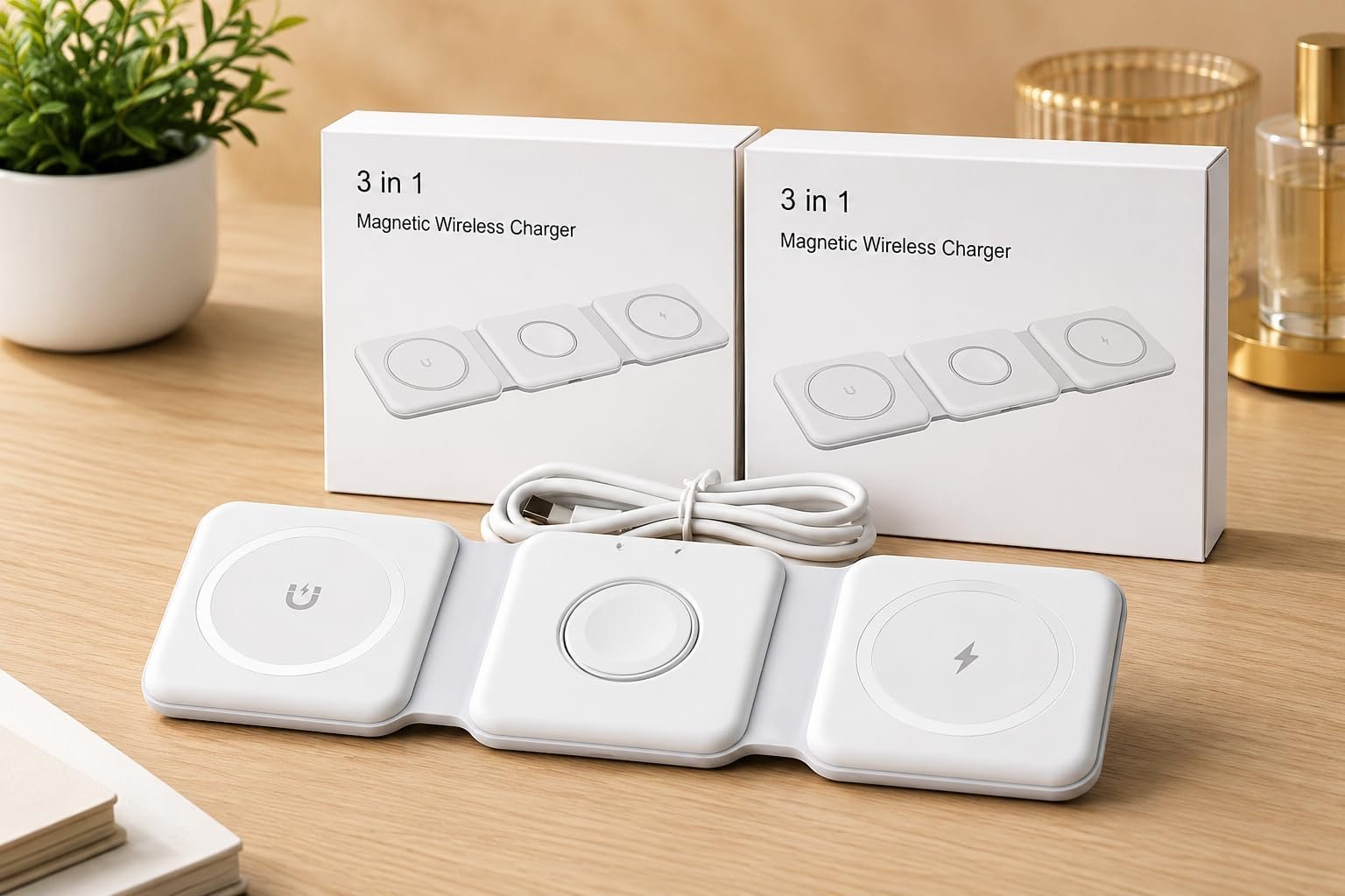 3 in 1 Foldable Magnetic Wireless Charger Compatible with MagSafe