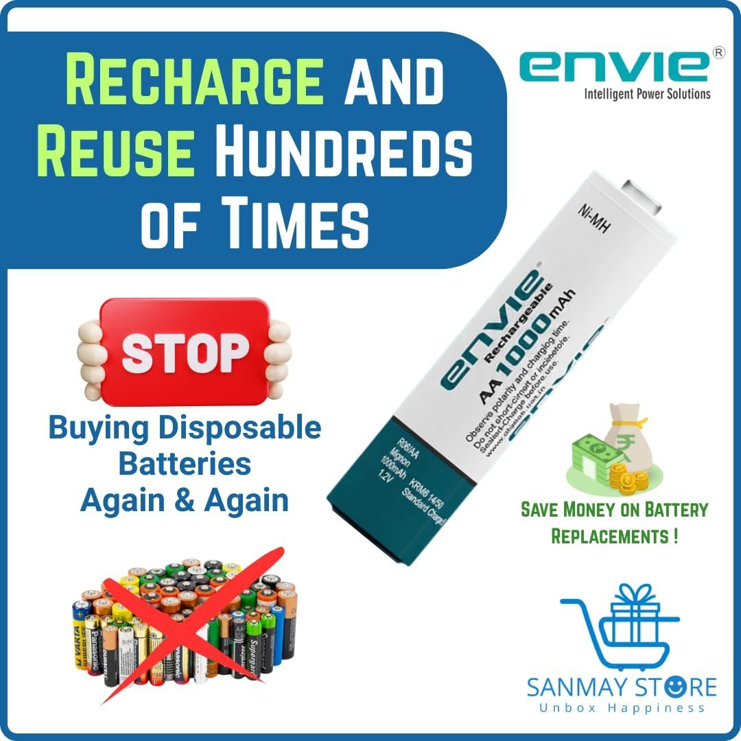 Rechargeable AA Batteries | 1000mAh Ni-MH Rechargeable AA Batteries | Ideal for Toys, Remotes, Clocks, Mouse & Household Devices | Pack of 4 - Image 3