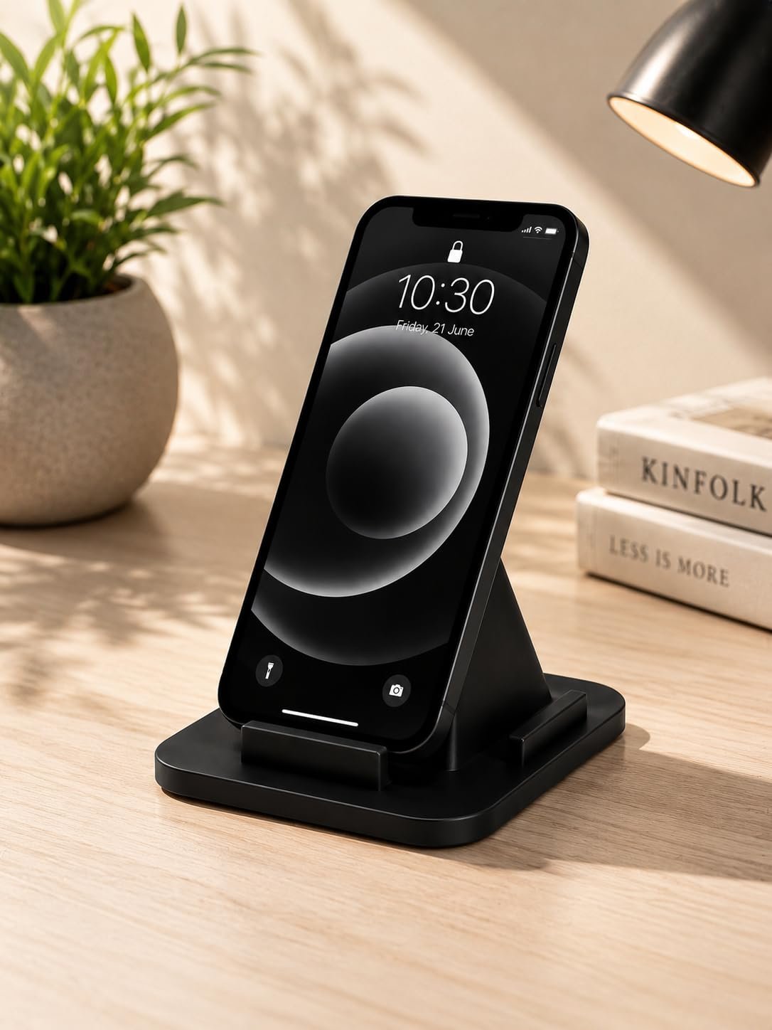 Multipurpose Mobile Phone Stand Holder for Desk | Pyramid Shape Anti-Slip Smartphone Stand for Table, Office & Home Use (Black) - Image 3