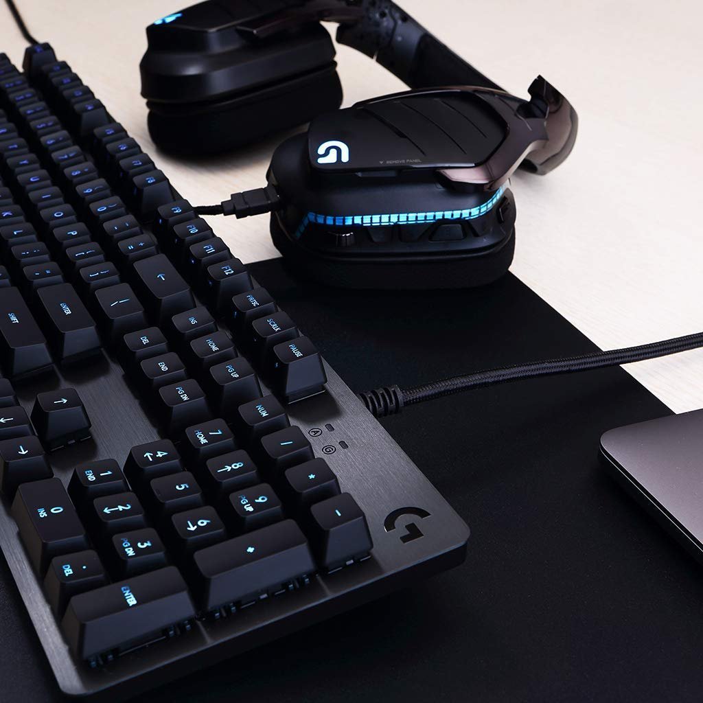 Logitech G512 Mechanical Gaming Keyboard,RGB Lightsync Backlit Keys,GX Brown Tactile Key Switches,Brushed Aluminum Case,Customizable F-Keys,USB Pass Through - Black - Image 9